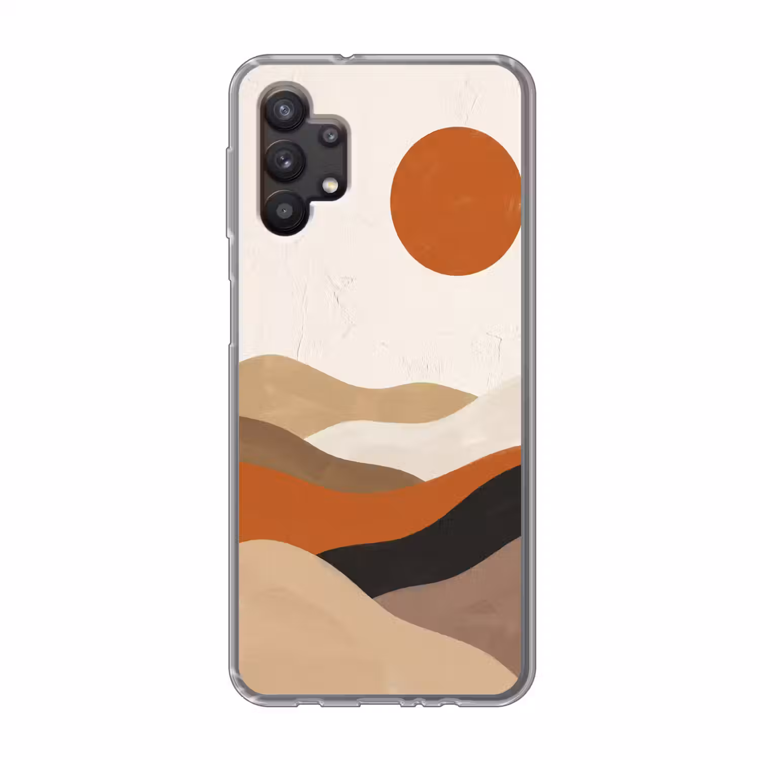 Landschap - Heuvels - Zon - Abstract - Oranje Telefoonhoesje Samsung Galaxy A32 5G klein -3d