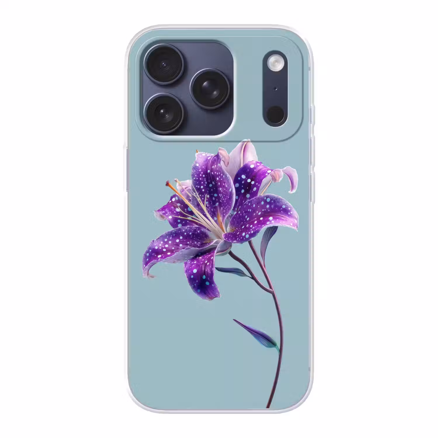 Lelie - Bloem - Paars - Stippen Telefoonhoesje iPhone 17 Pro klein -3d