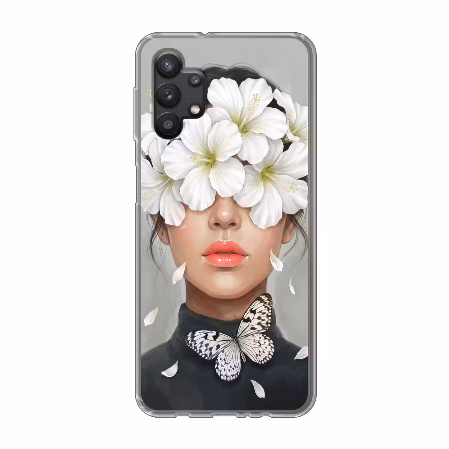 Lelies - Portret - Wit Telefoonhoesje Samsung Galaxy A32 5G klein -3d