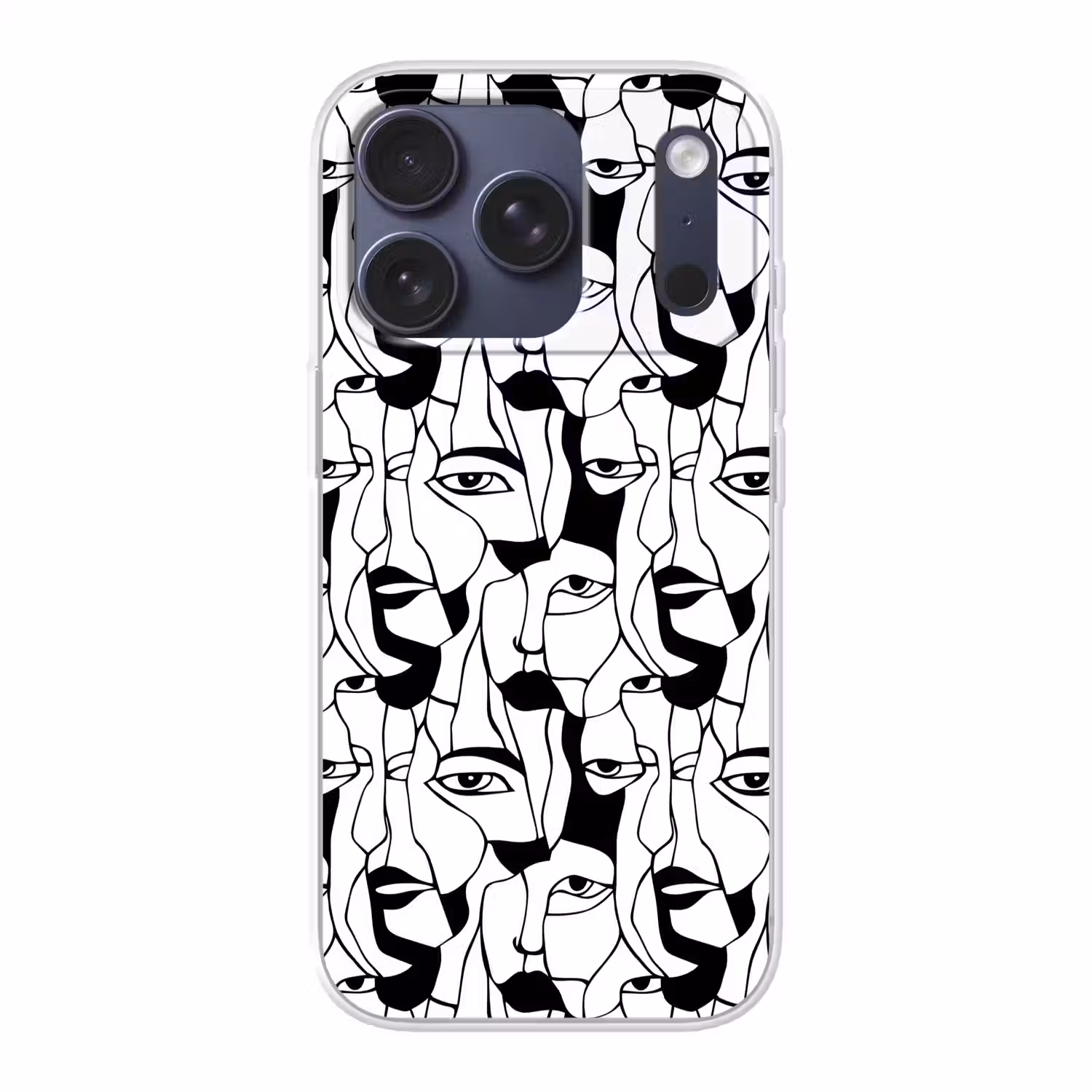 Lijnen - Gezichten - Zwart - Wit Telefoonhoesje iPhone 17 Pro klein 878 -3d