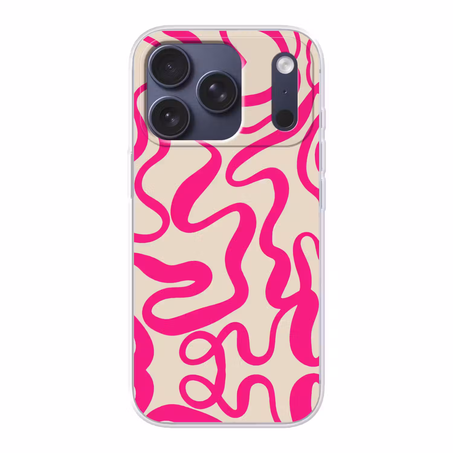Lijnen - Roze - Beige - Abstract - Minimalistisch Telefoonhoesje iPhone 17 Pro klein -3d