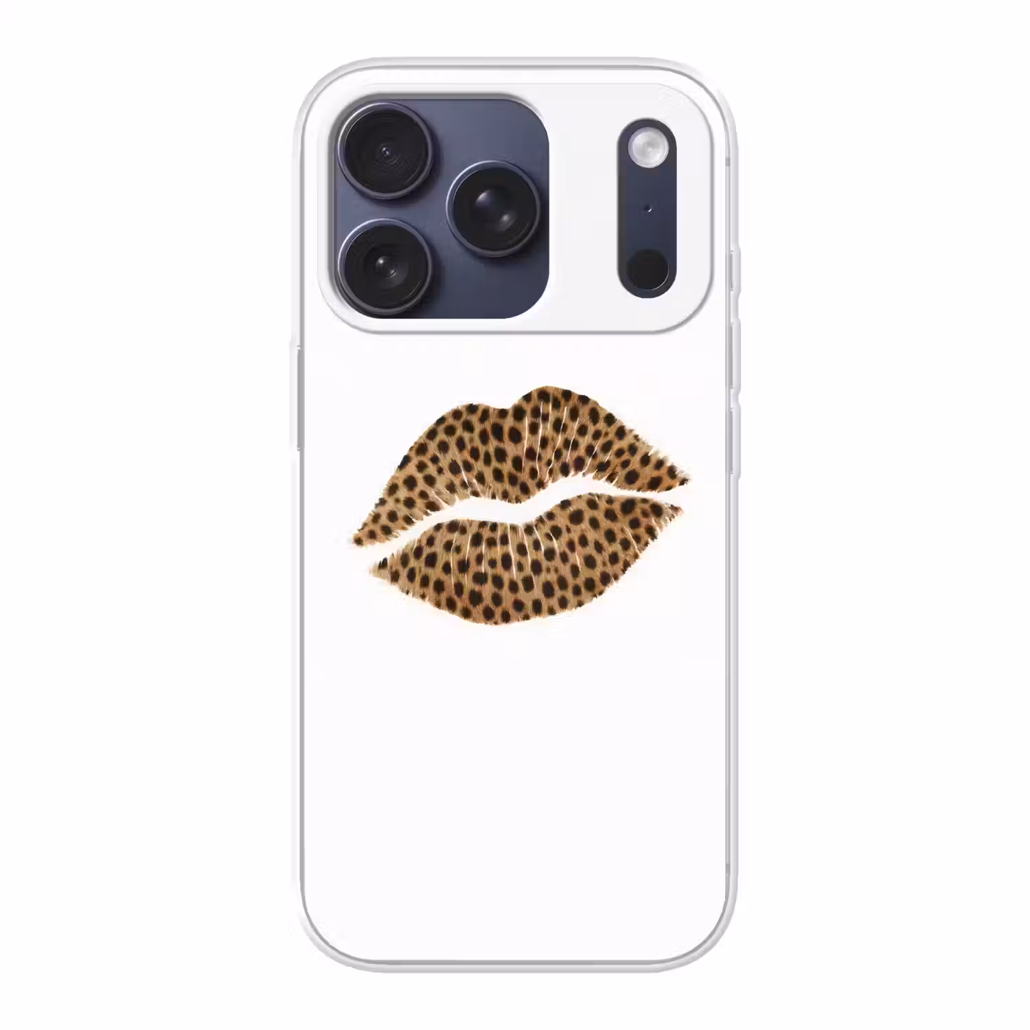Lip - Panterprint - Minimalistisch - Wit Telefoonhoesje iPhone 17 Pro klein -3d