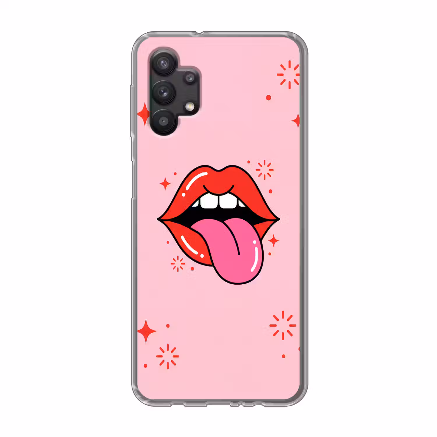 Lippen - Tong - Pop-art - Kleurrijk - Roze Telefoonhoesje Samsung Galaxy A32 5G klein -3d