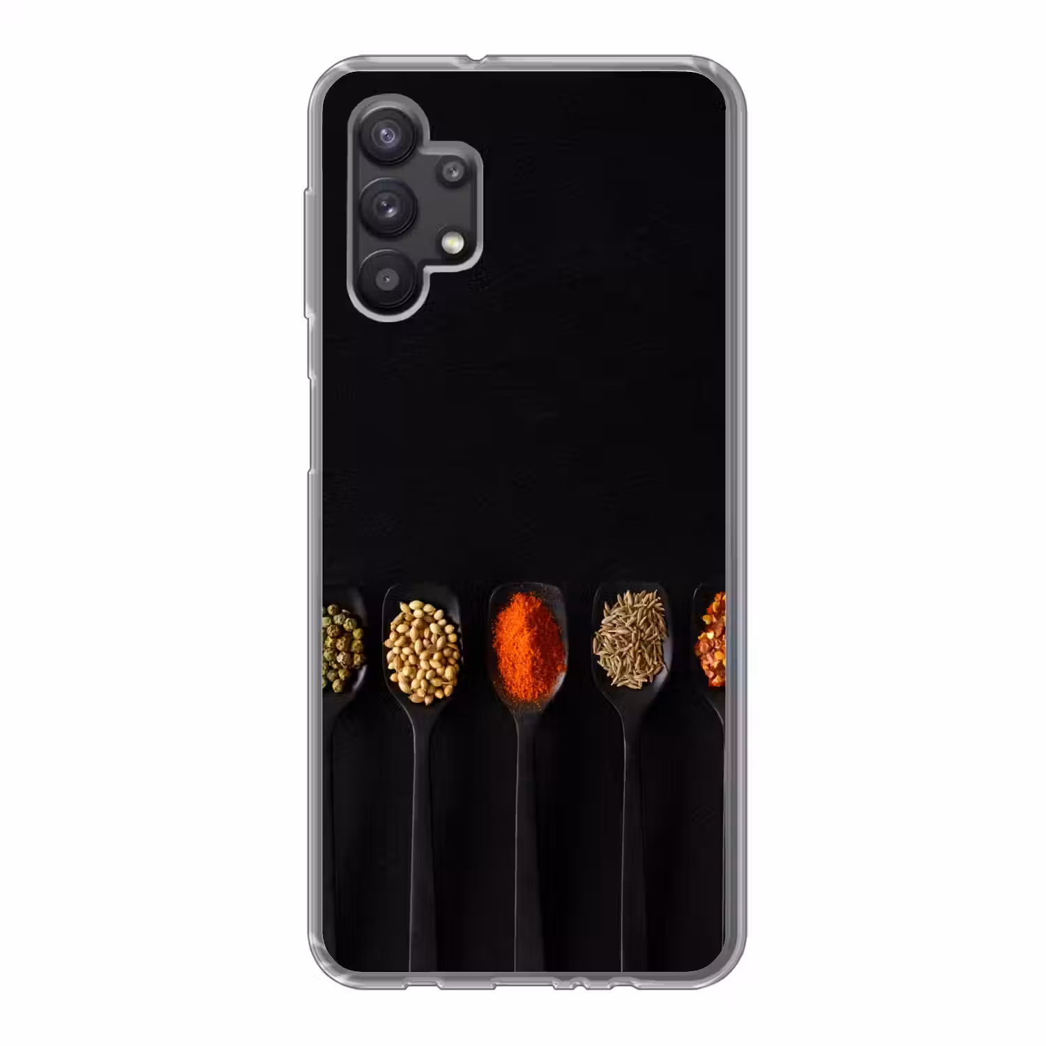 Lepels - Specerijen - Zwart - Kruiden - Rustiek Telefoonhoesje Samsung Galaxy A32 5G klein -3d