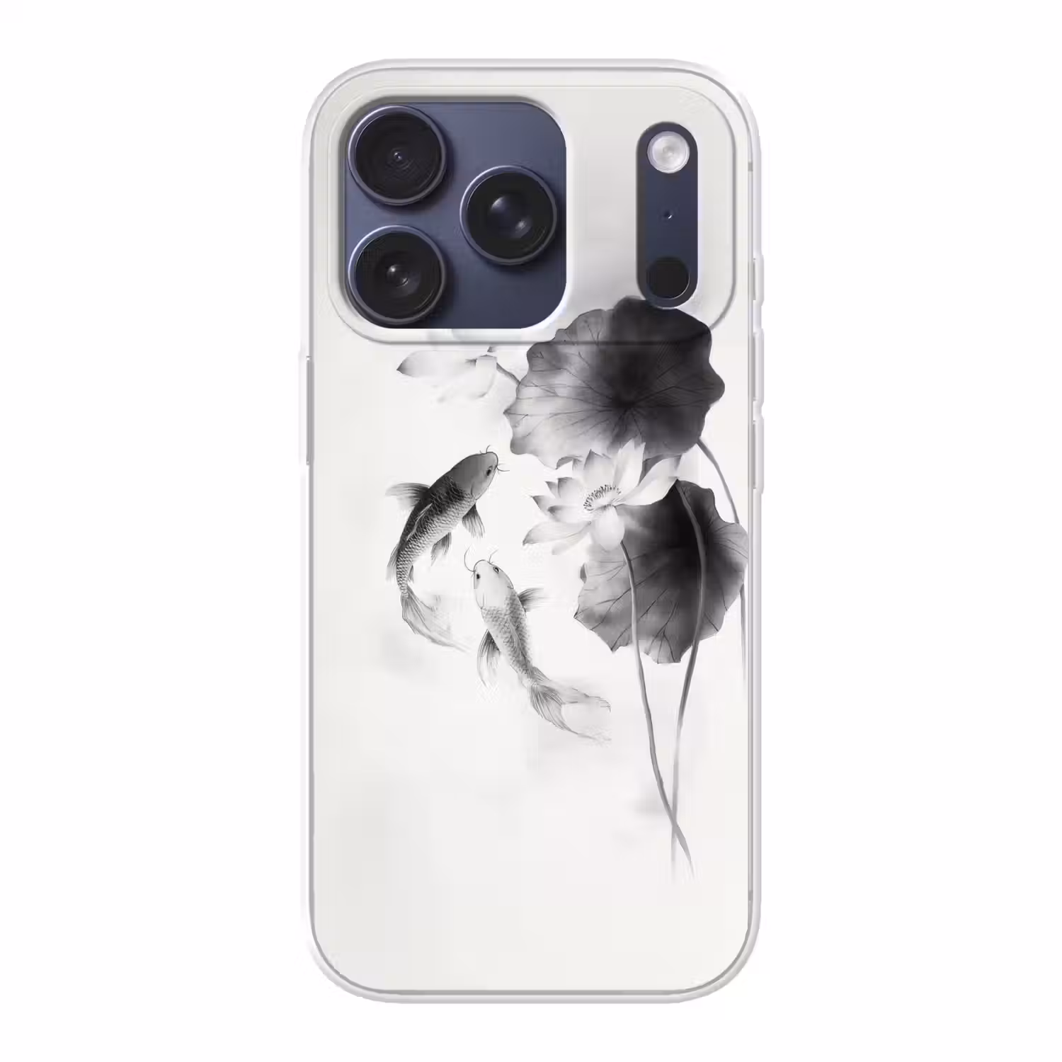 Lotusbloemen - Vissen - Bladeren - Zwart Telefoonhoesje iPhone 17 Pro klein -3d