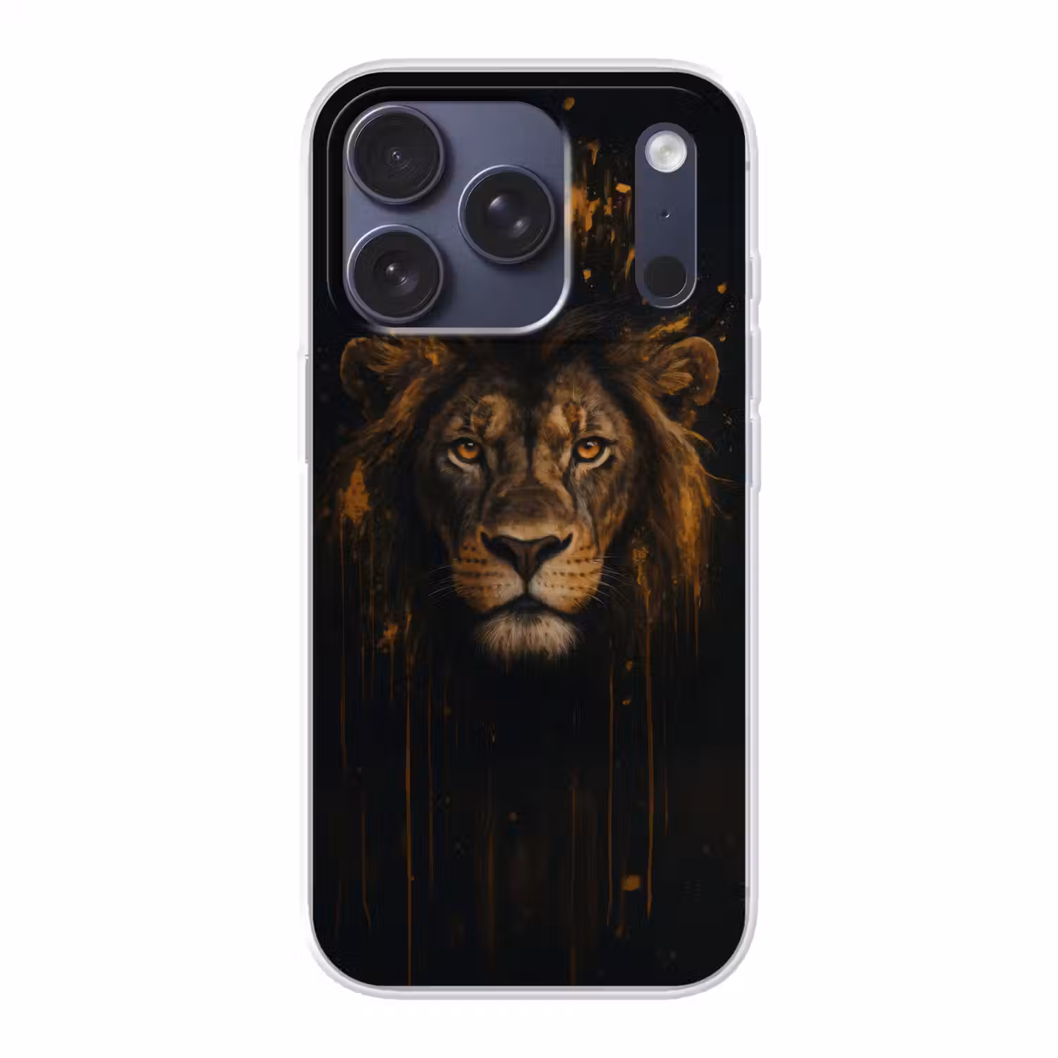 Leeuw - Goud - Druppels Telefoonhoesje iPhone 17 Pro klein -3d