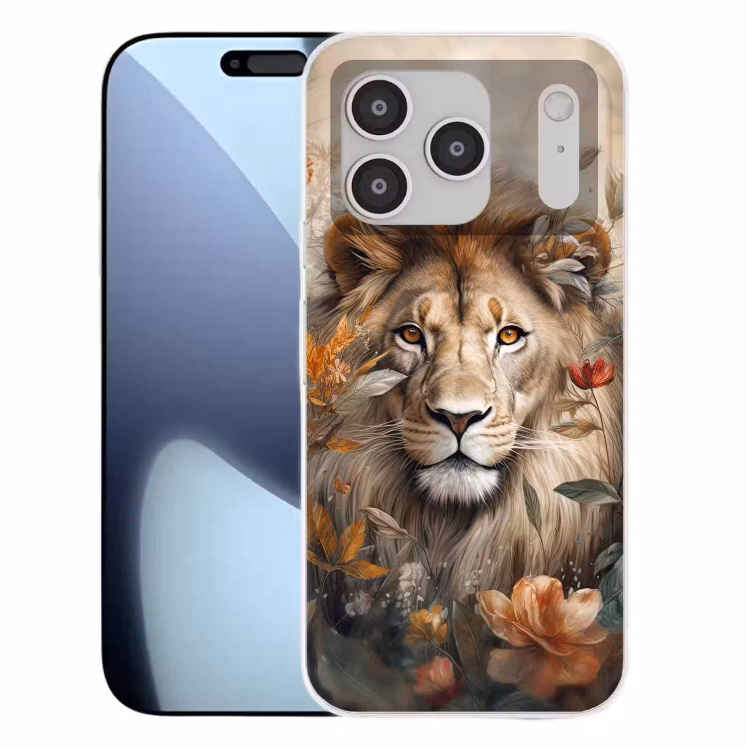 Leeuw - Wilde dieren - Planten - Natuur - Bloemen Telefoonhoesje iPhone 17 Pro klein -3d