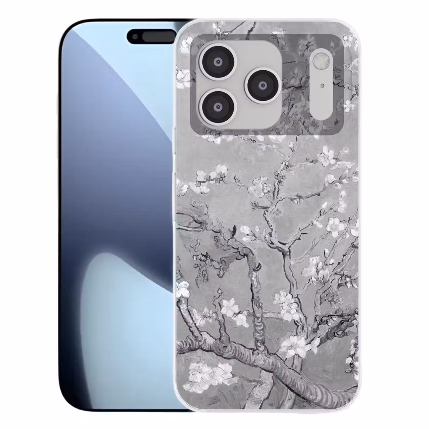 Amandelbloesem - Kunst - Van Gogh - Grijs Telefoonhoesje iPhone 17 Pro klein -3d
