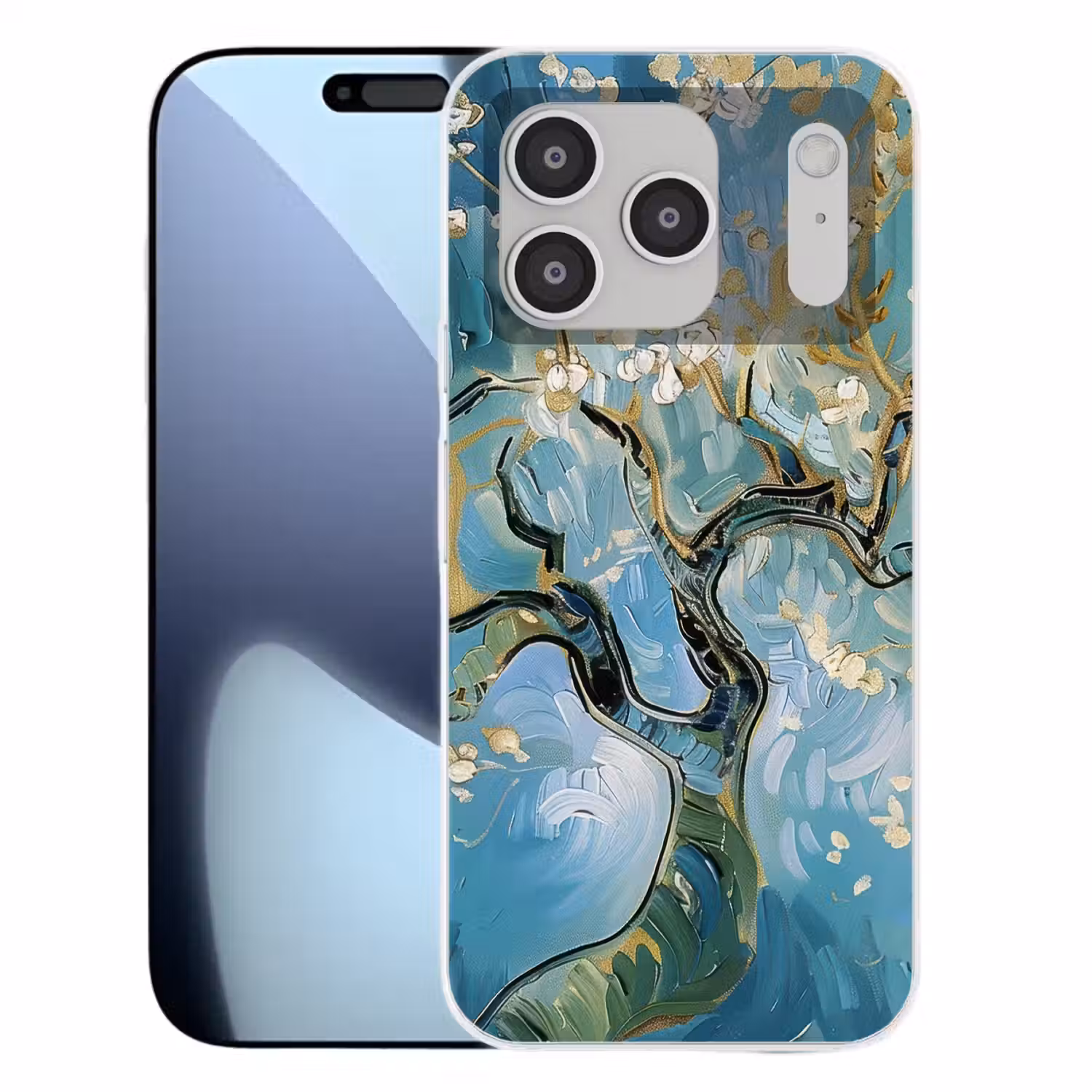 Amandelbloesem boom - Blauw - Abstract Telefoonhoesje iPhone 17 Pro klein -3d