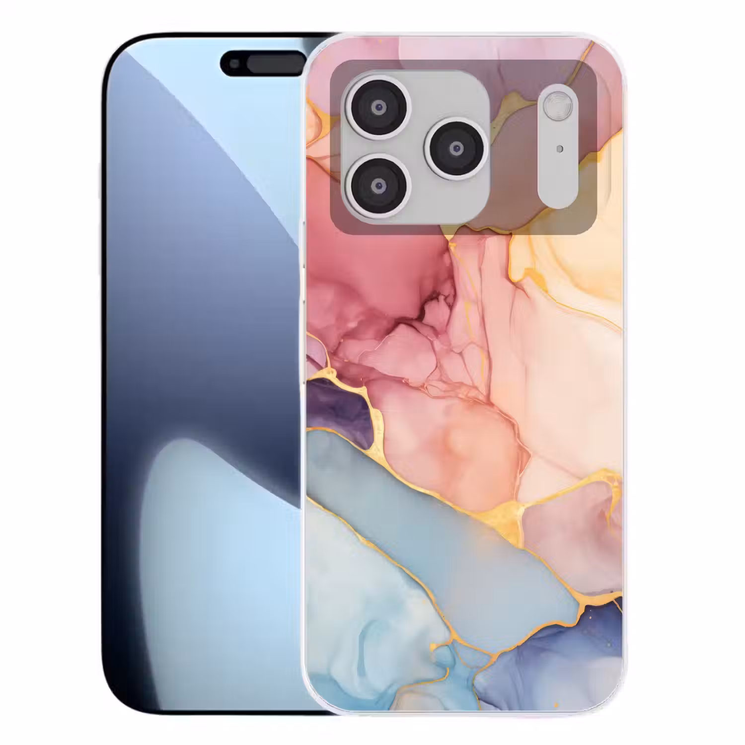 Marmer - Kleurrijk Telefoonhoesje iPhone 17 Pro klein -3d