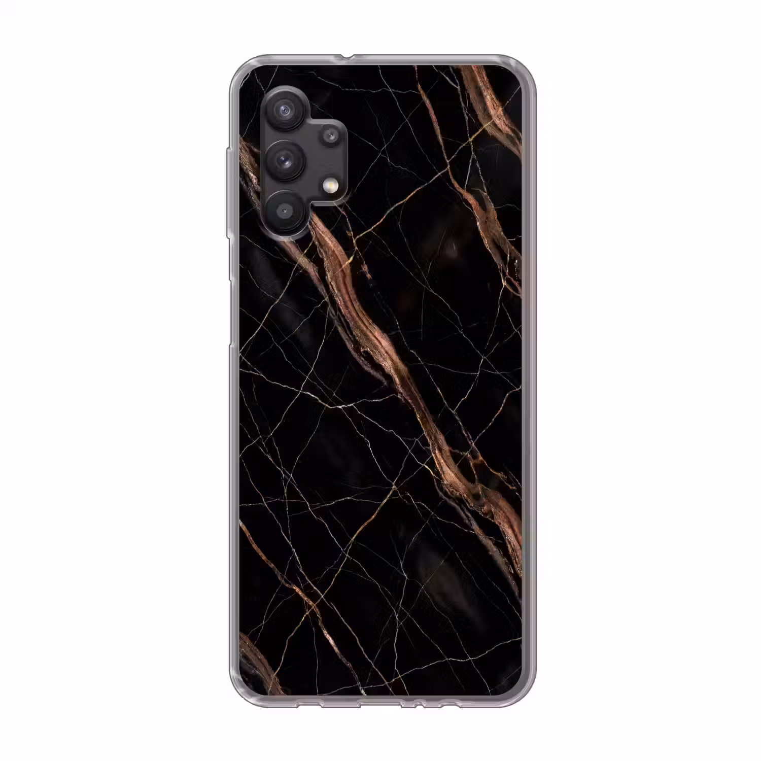 Marmer - Goud - Patroon - Luxe - Zwart Telefoonhoesje Samsung Galaxy A32 5G klein -3d