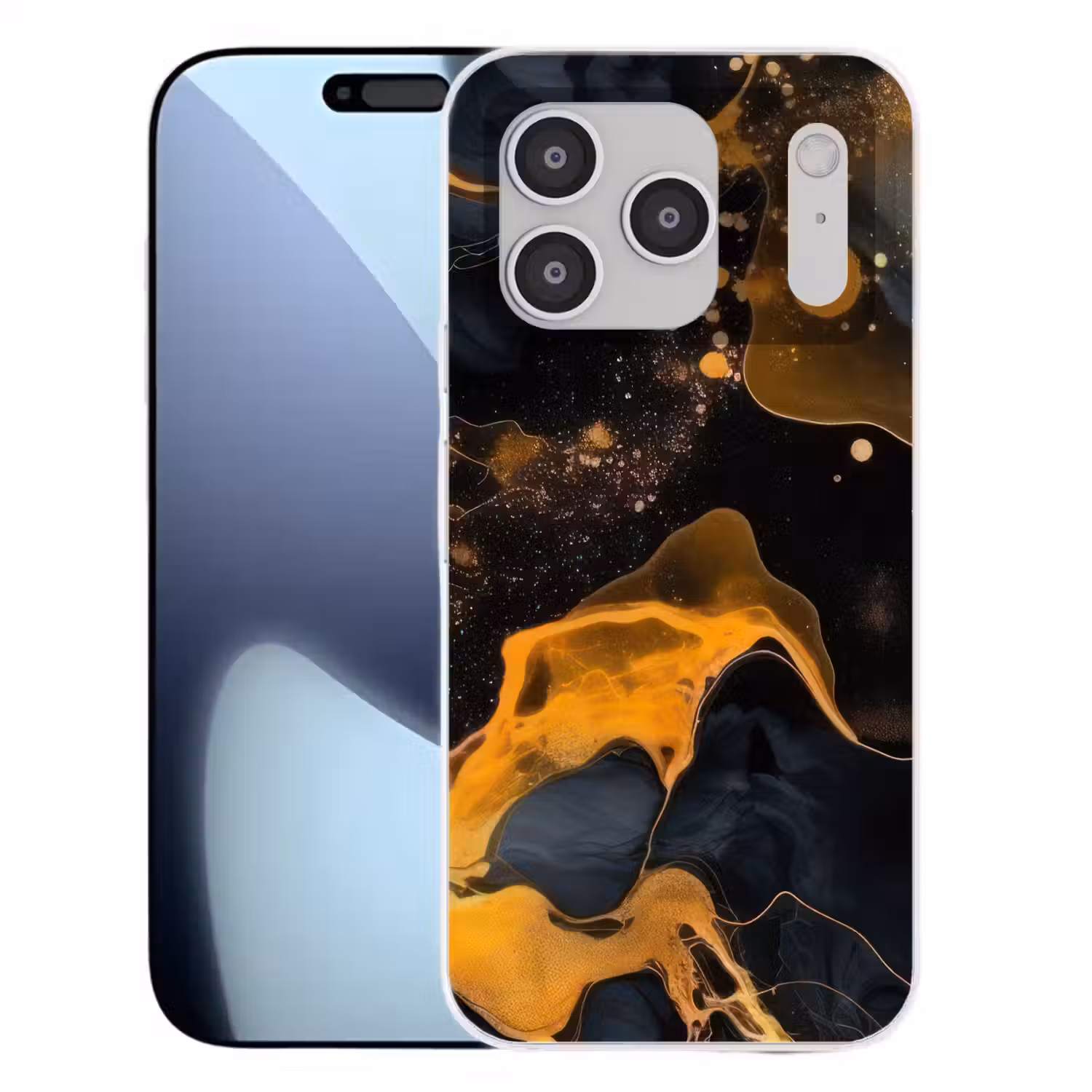 Marmer - Goud - Zwart - Abstract - Modern Telefoonhoesje iPhone 17 Pro klein -3d