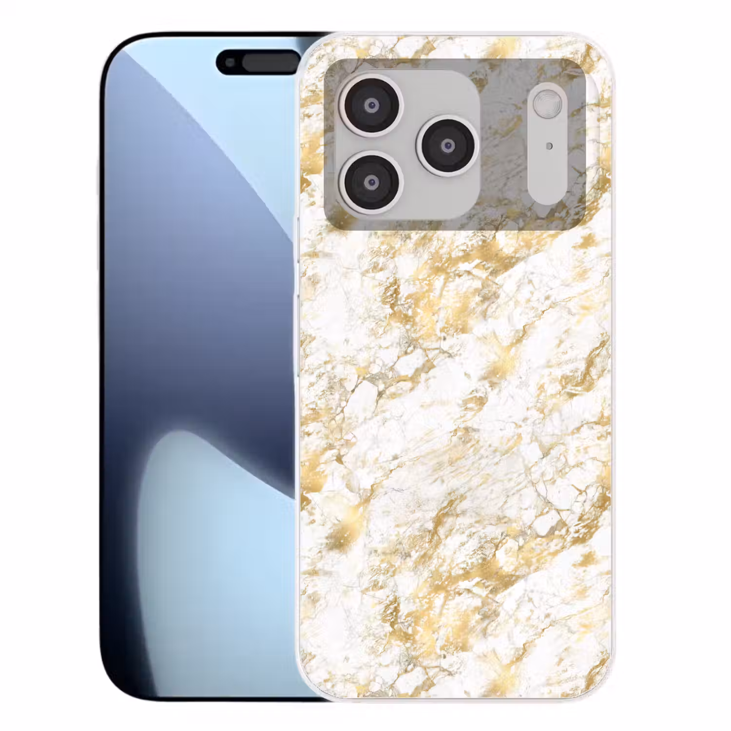 Marmer - Goud - Structuur Telefoonhoesje iPhone 17 Pro klein 878 -3d