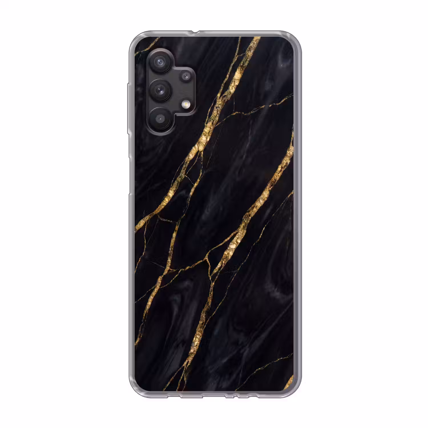 Marmer - Gouden aders - Abstract - Zwart Telefoonhoesje Samsung Galaxy A32 5G klein -3d