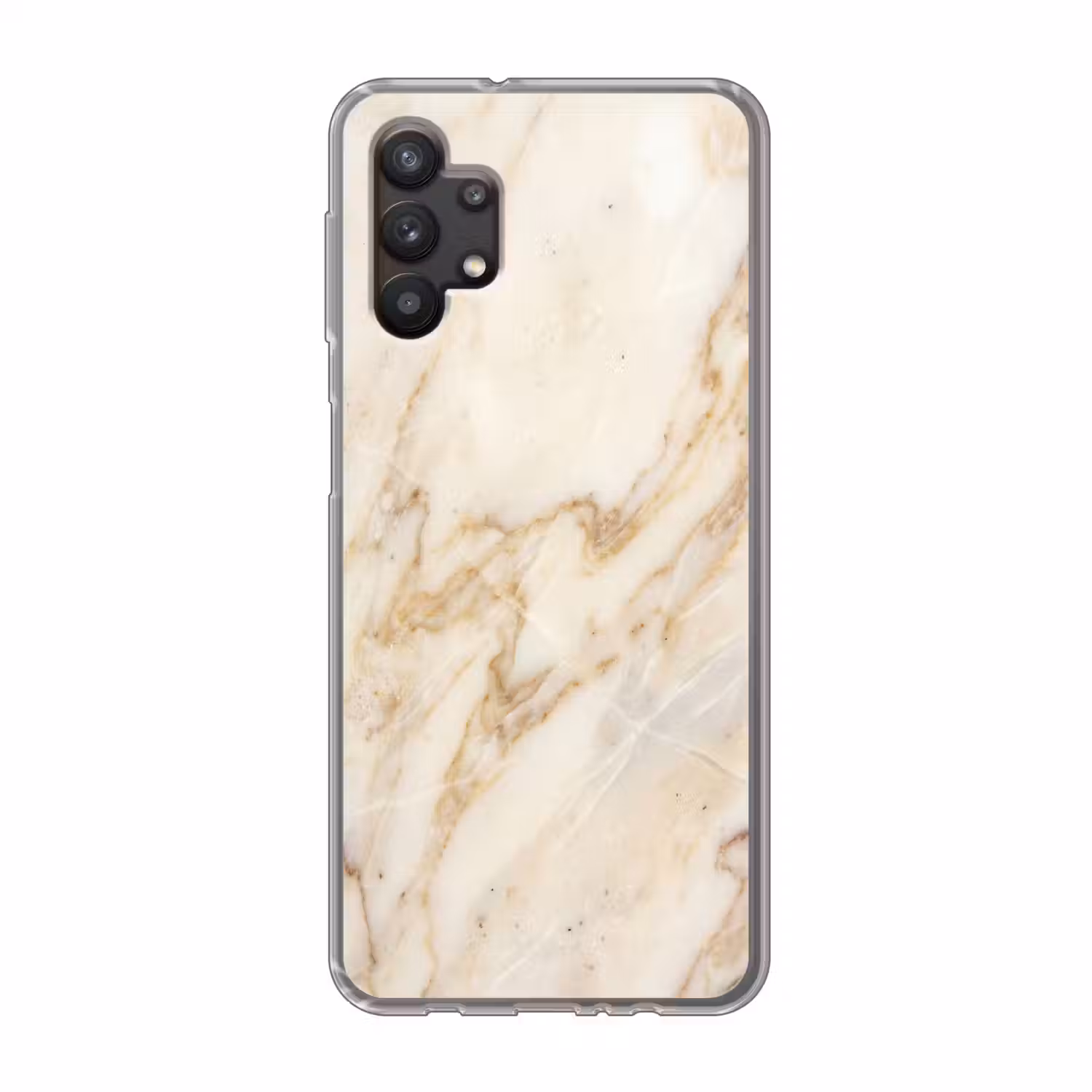 Marmer - Ader - Abstract - Wit - Goud Telefoonhoesje Samsung Galaxy A32 5G klein -3d