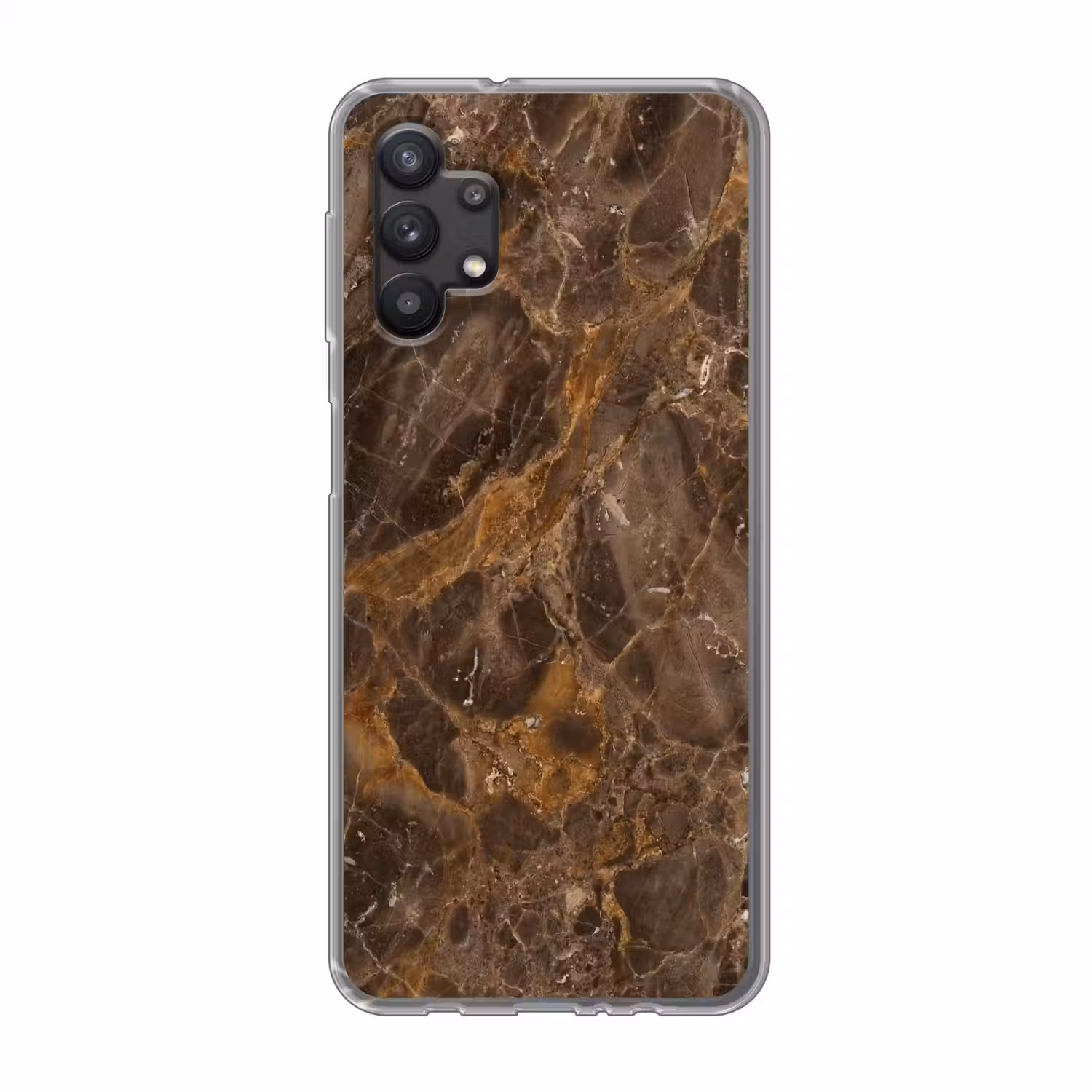 Marmer - Patroon - Natuur - Bruin - Goud Telefoonhoesje Samsung Galaxy A32 5G klein -3d