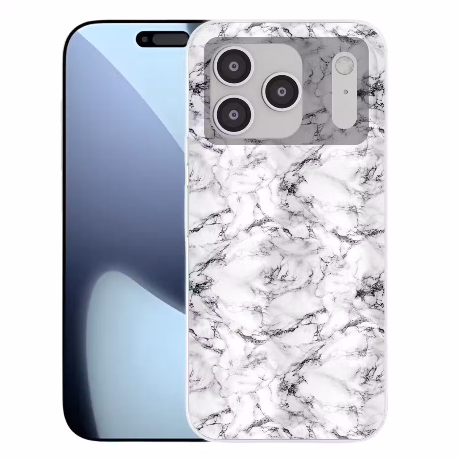 Marmer - Zwart - Dramatisch - Wit Telefoonhoesje iPhone 17 Pro klein 878 -3d