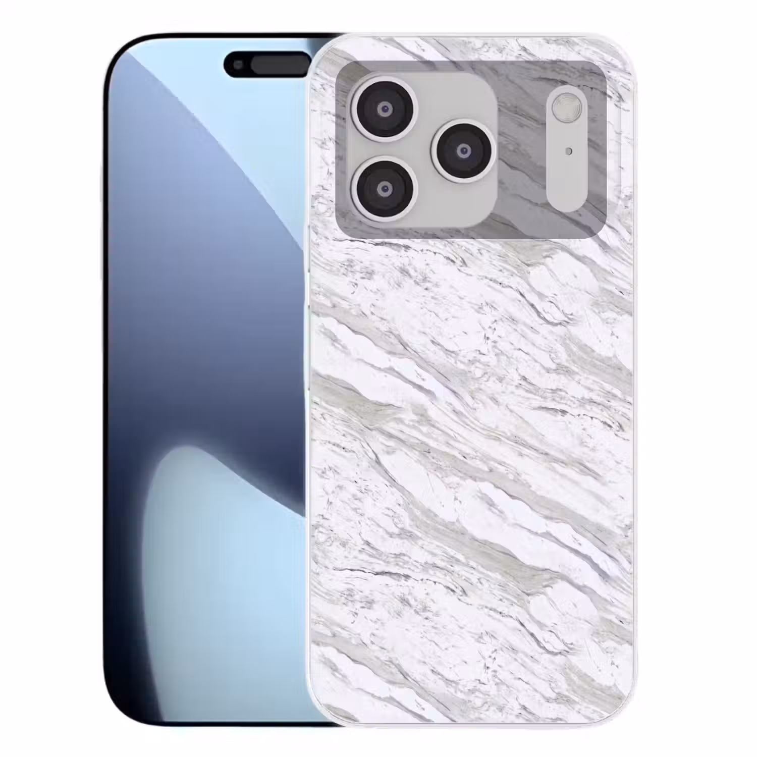 Marmer - Wit - Grijsgroen Telefoonhoesje iPhone 17 Pro klein 878 -3d