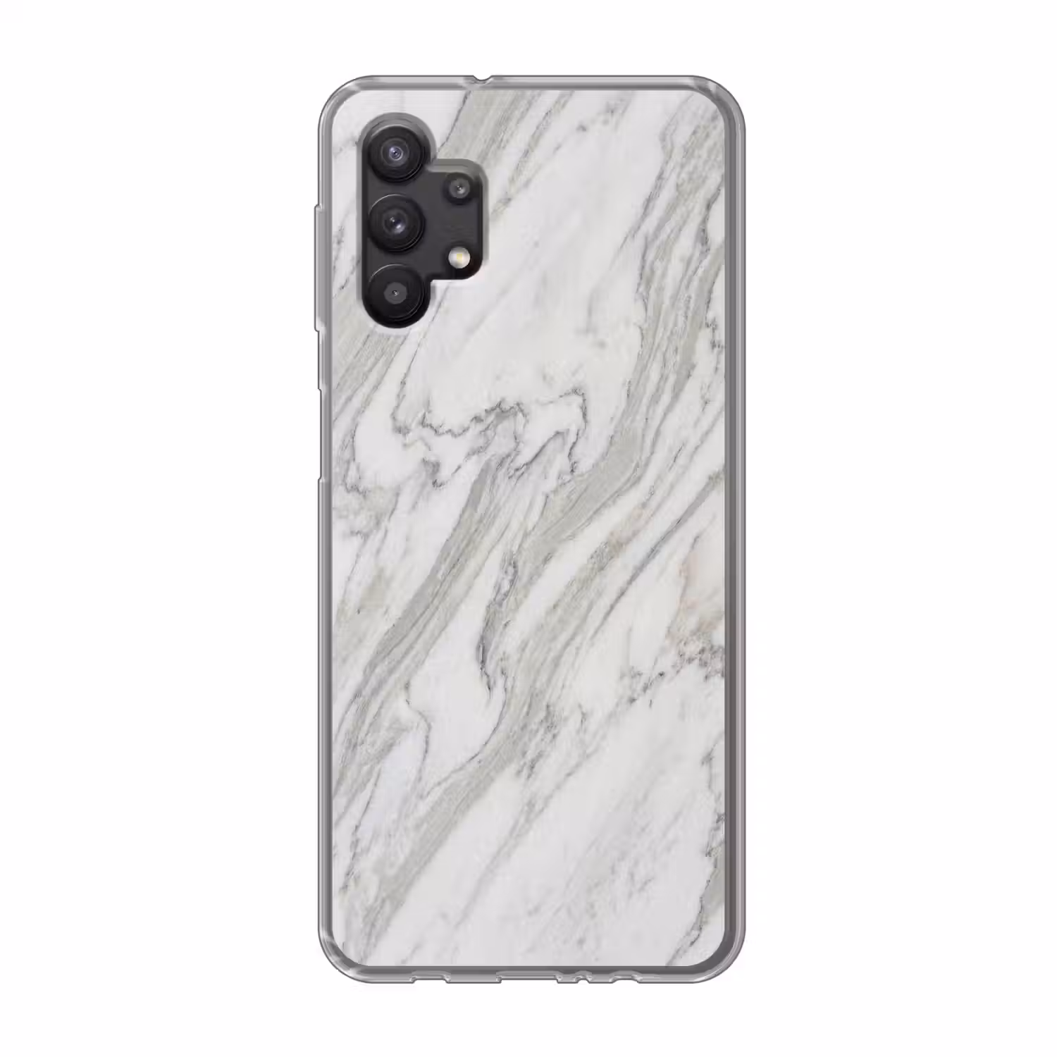 Marmer - Wit - Grijs - Structuur - Modern Telefoonhoesje Samsung Galaxy A32 5G klein -3d