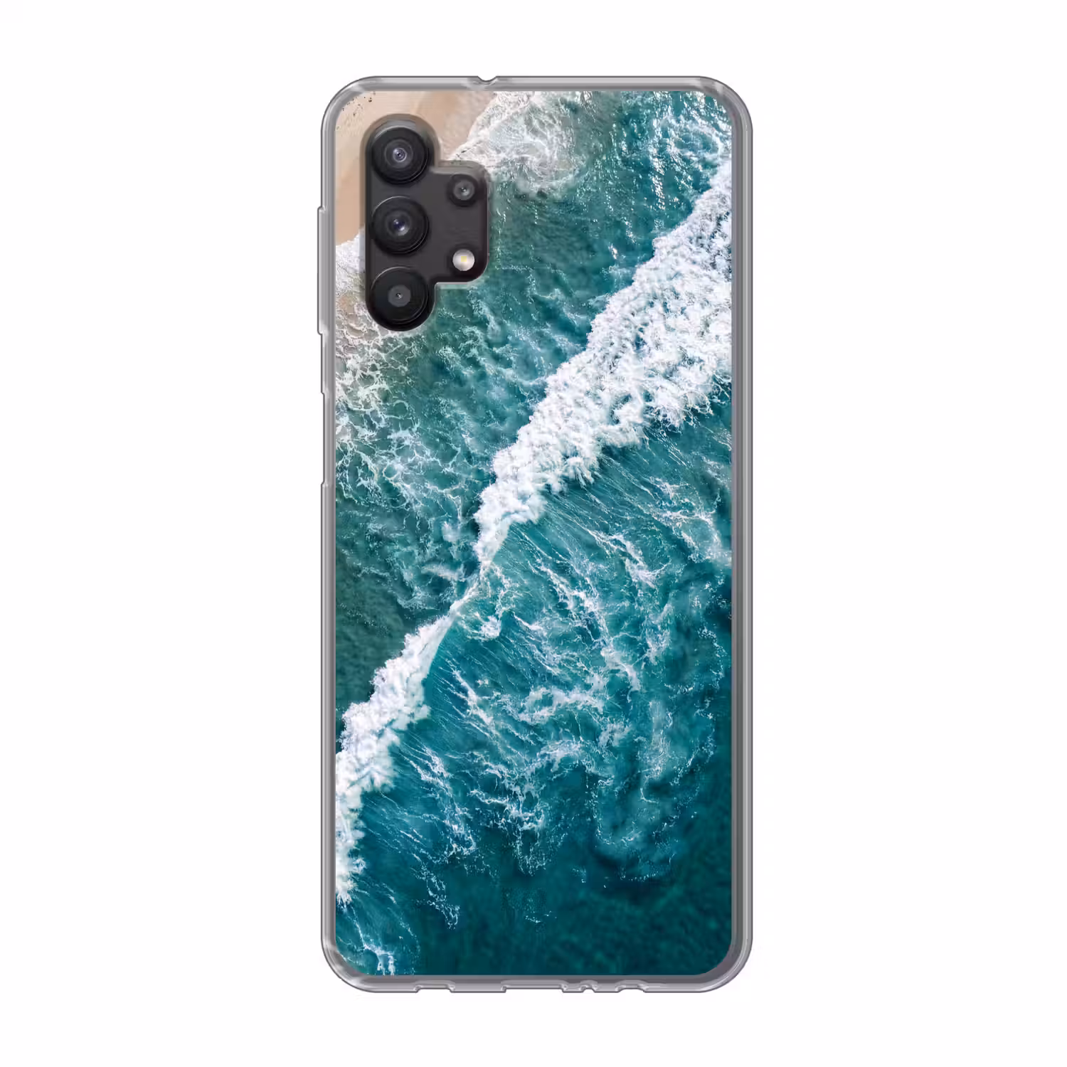 Zee - Strand - Golven - Natuur - Blauw Telefoonhoesje Samsung Galaxy A32 5G klein -3d