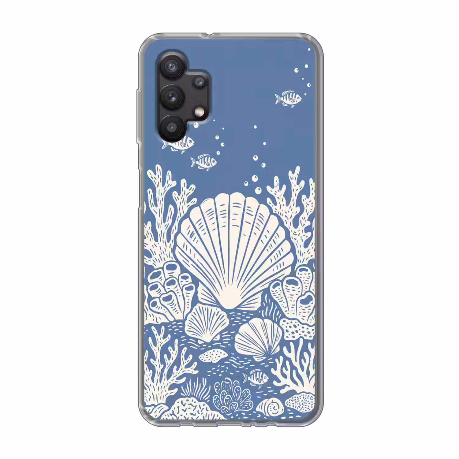 Zeeleven - Koraal - Schelp - Vis - Illustratie - Onderwater Telefoonhoesje Samsung Galaxy A32 5G klein -3d
