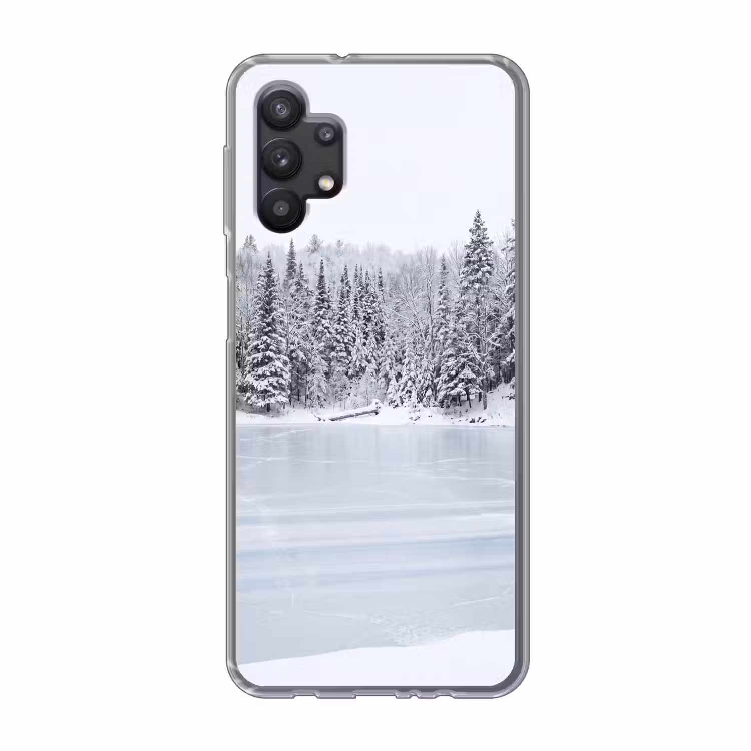 Meer - Dennen - IJs - Winter - Rustgevend Telefoonhoesje Samsung Galaxy A32 5G klein -3d
