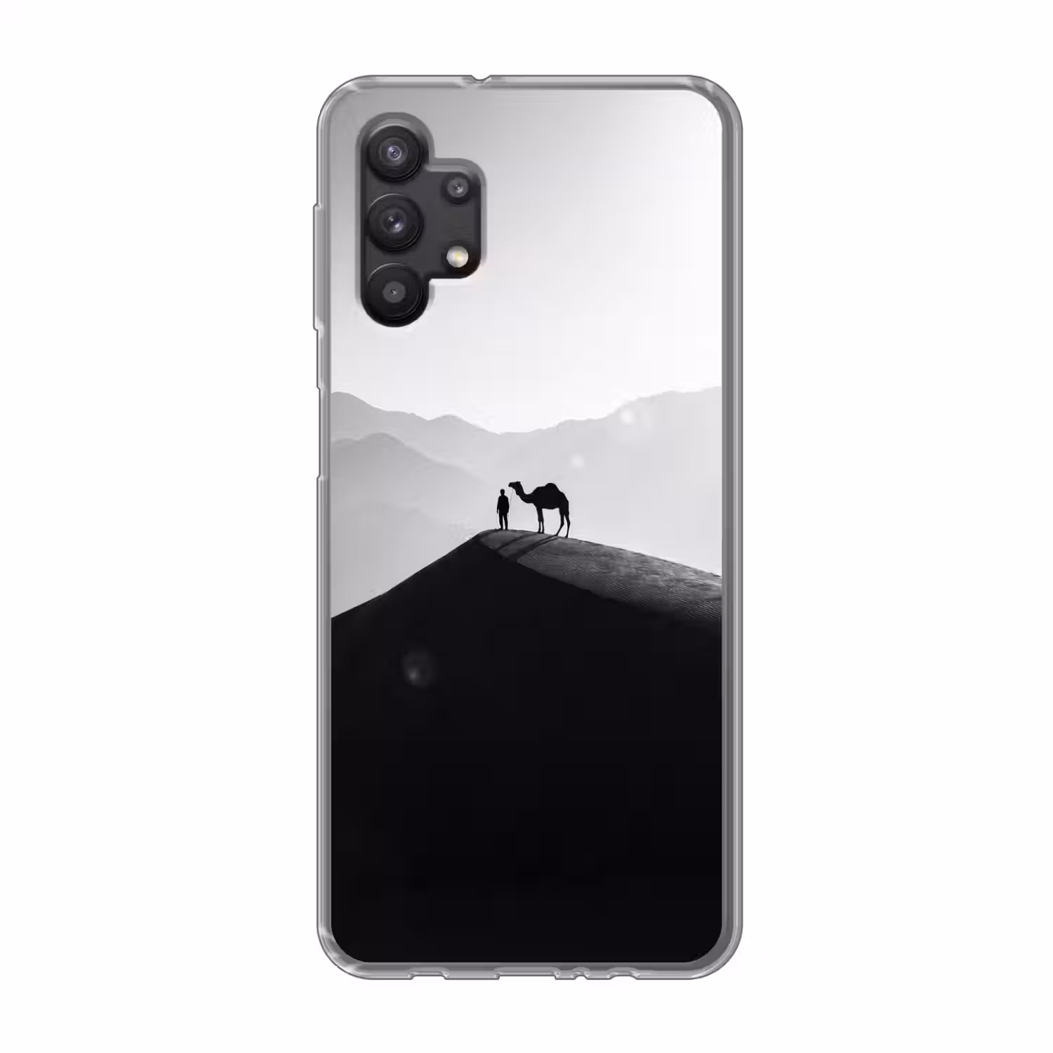 Mens - Kameel - Zandduin - Natuur - Monochroom Telefoonhoesje Samsung Galaxy A32 5G klein -3d