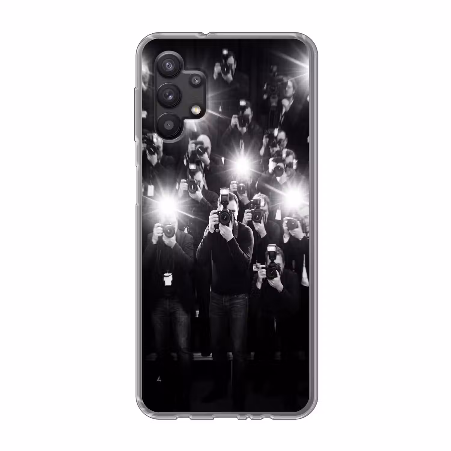 Mensen - Camera - Flitslicht - Zwart-wit - Media Telefoonhoesje Samsung Galaxy A32 5G klein -3d