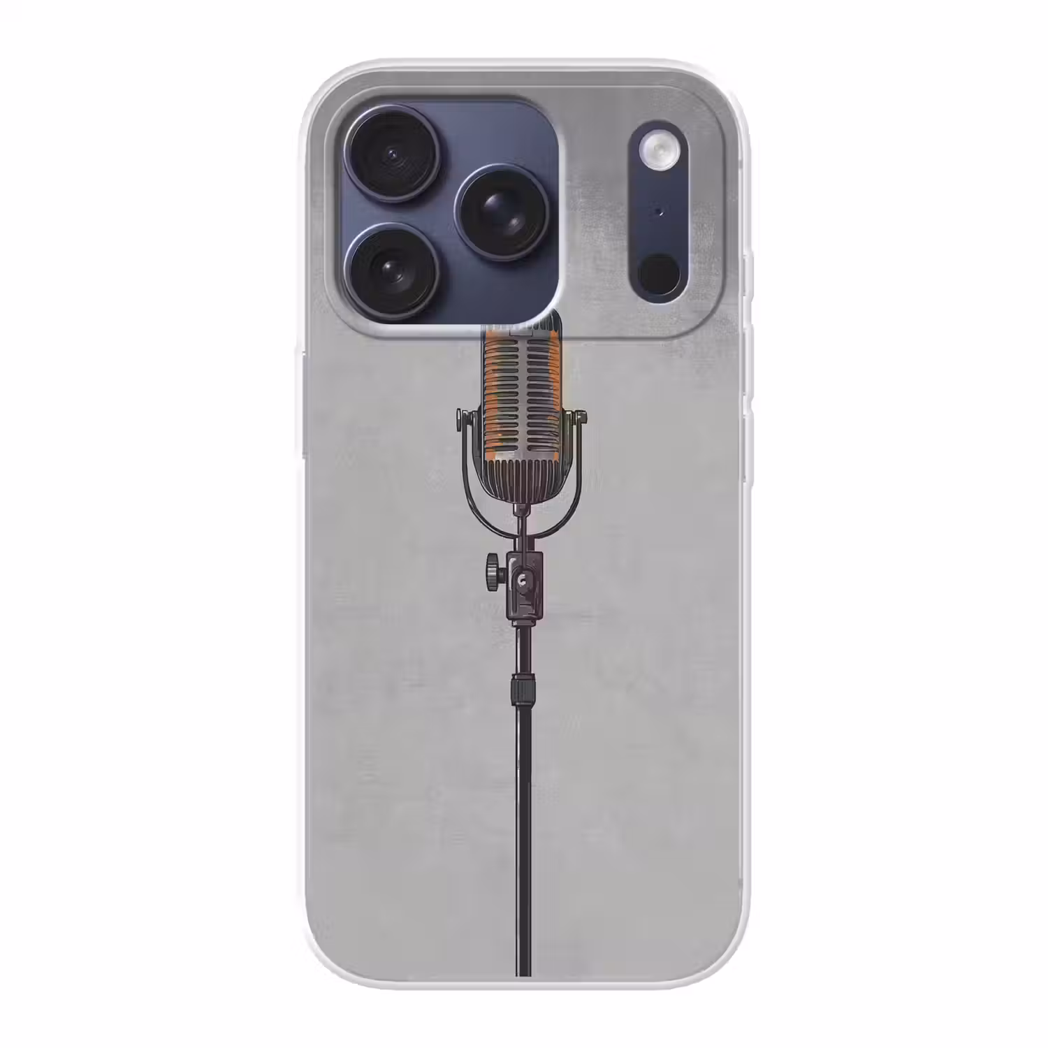 Microfoon - Vintage - Illustratie - Grijs Telefoonhoesje iPhone 17 Pro klein -3d