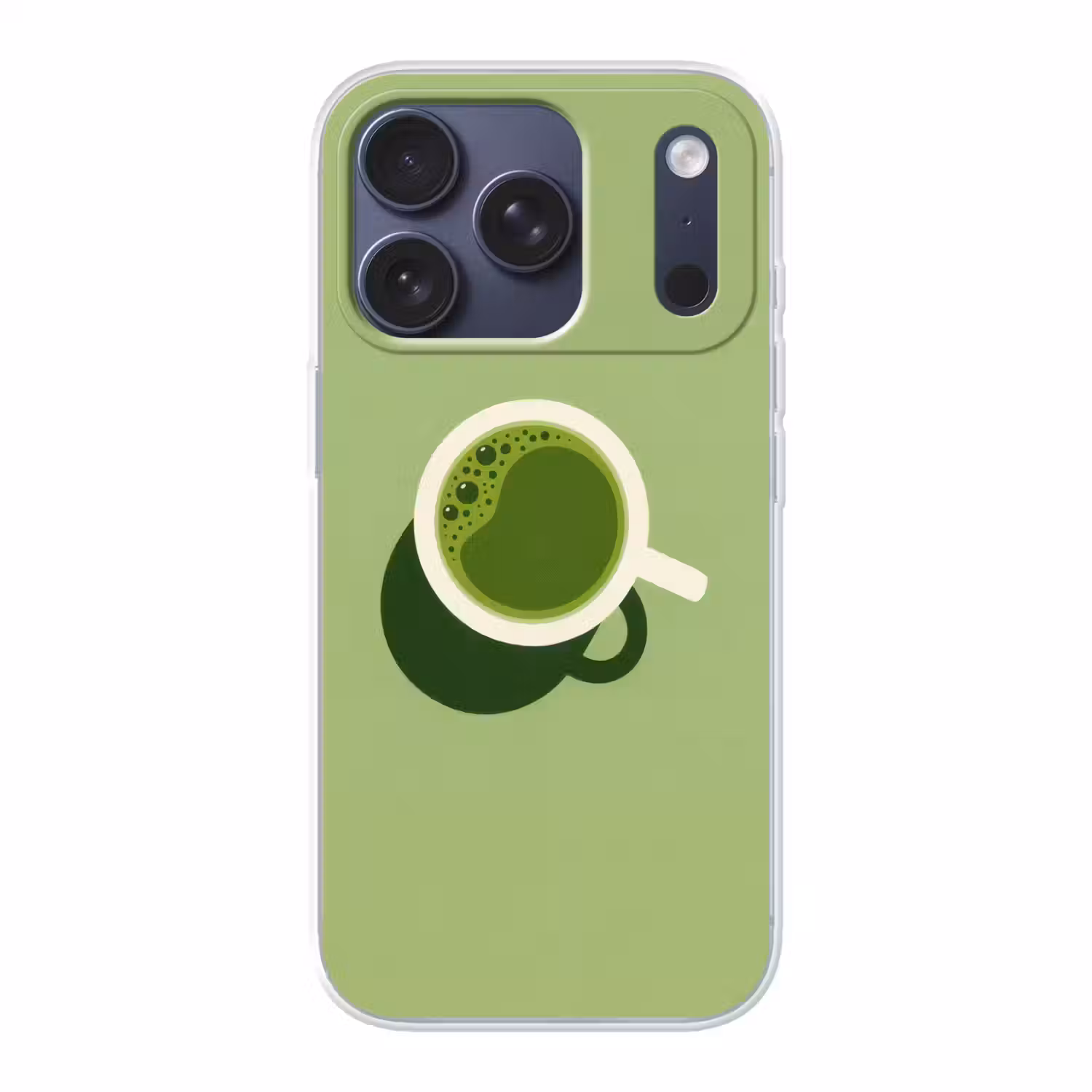 Minimalistisch - Kopjes - Matcha -Groen Telefoonhoesje iPhone 17 Pro klein -3d