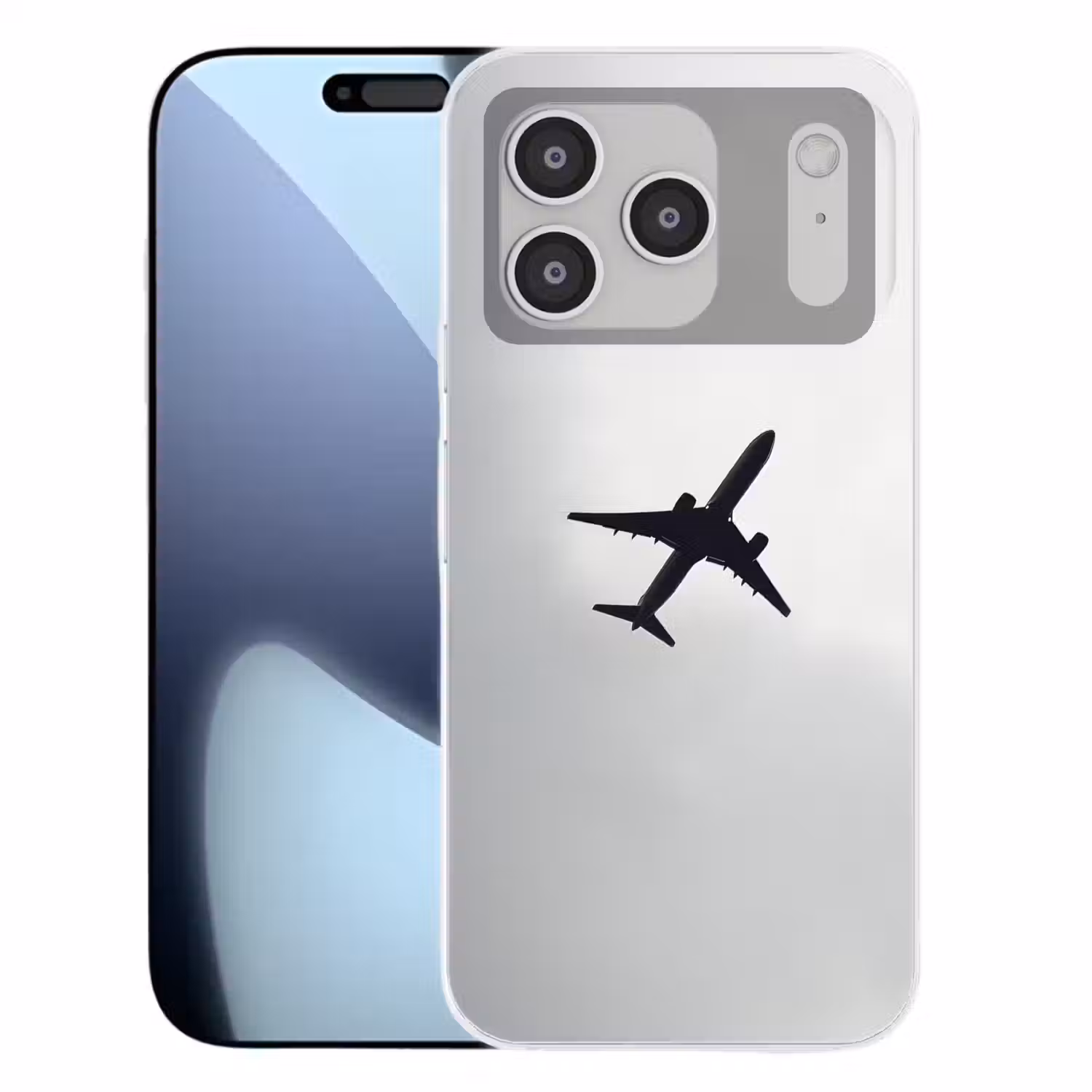 Minimalistisch - Silhouet - Zwart - Vliegtuig Telefoonhoesje iPhone 17 Pro klein -3d