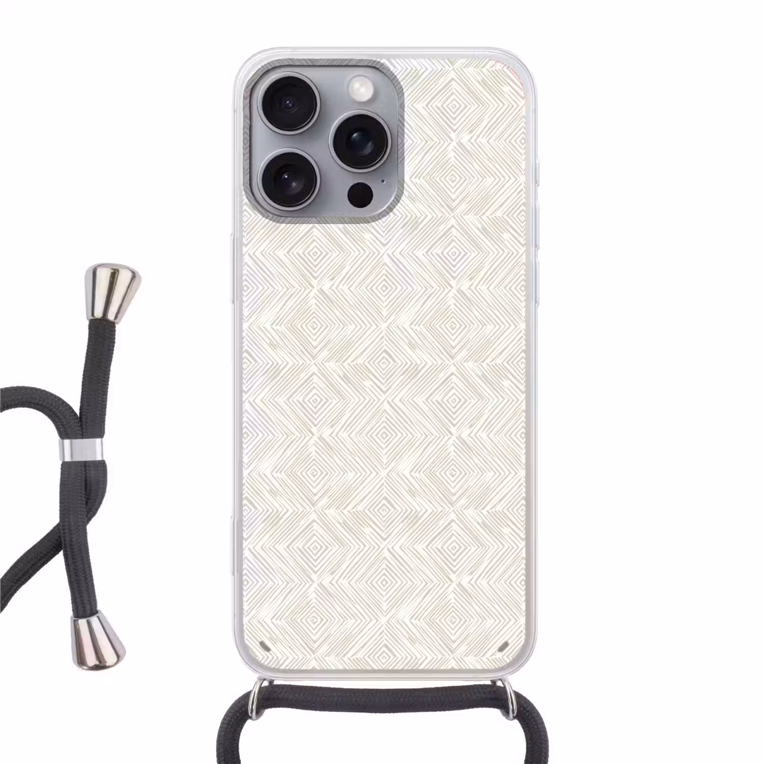 Abstract - Ruiten - Beige Hoesje iPhone 16 Pro Max met koord klein 804 -3d