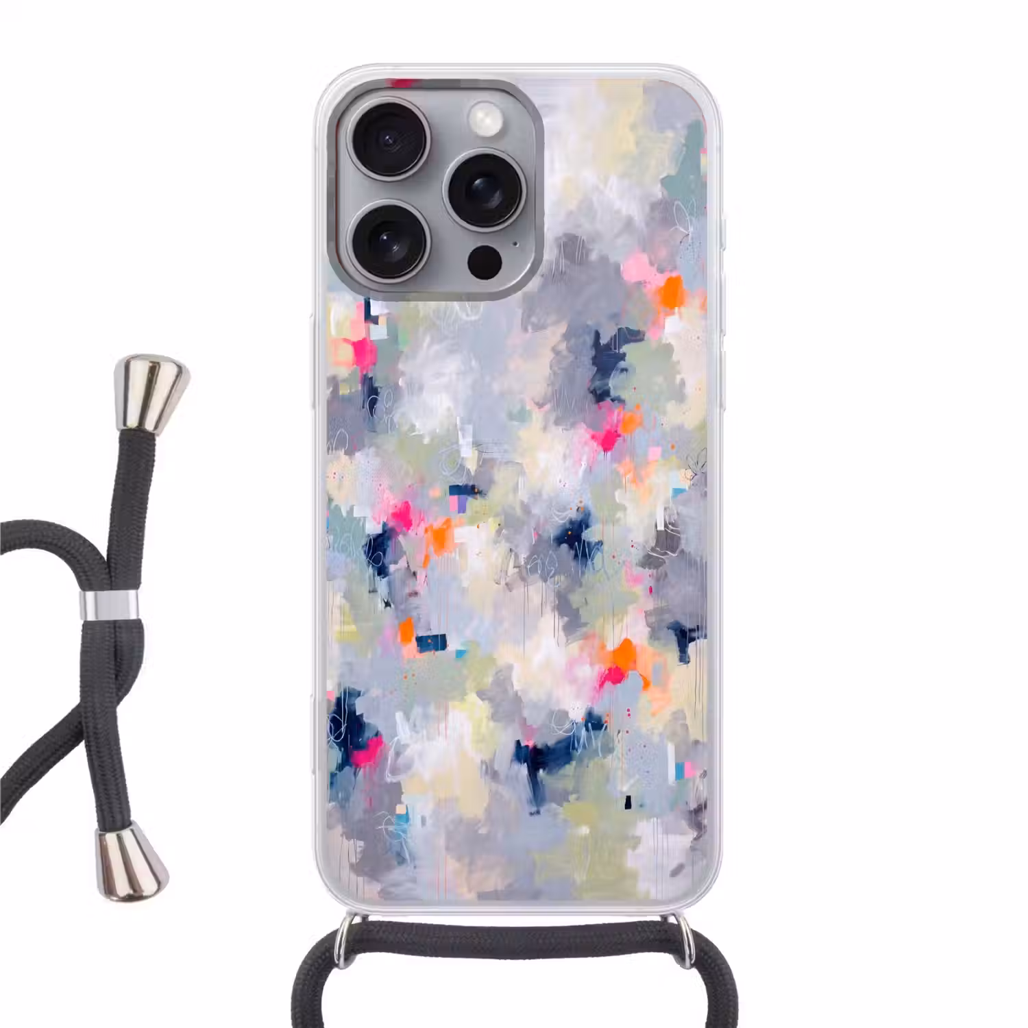 Abstract - Kleurrijk - Modern - Kunst Hoesje iPhone 16 Pro Max met koord klein -3d