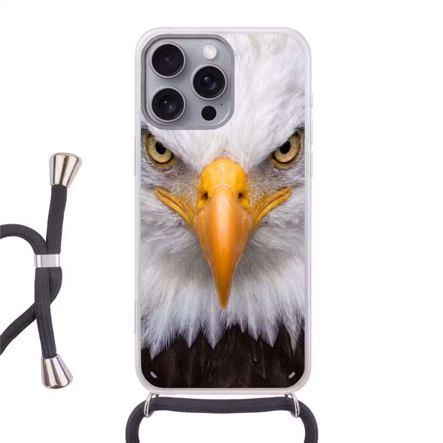Amerikaans - Zeearend - Portret - Geel Hoesje iPhone 16 Pro Max met koord klein -3d