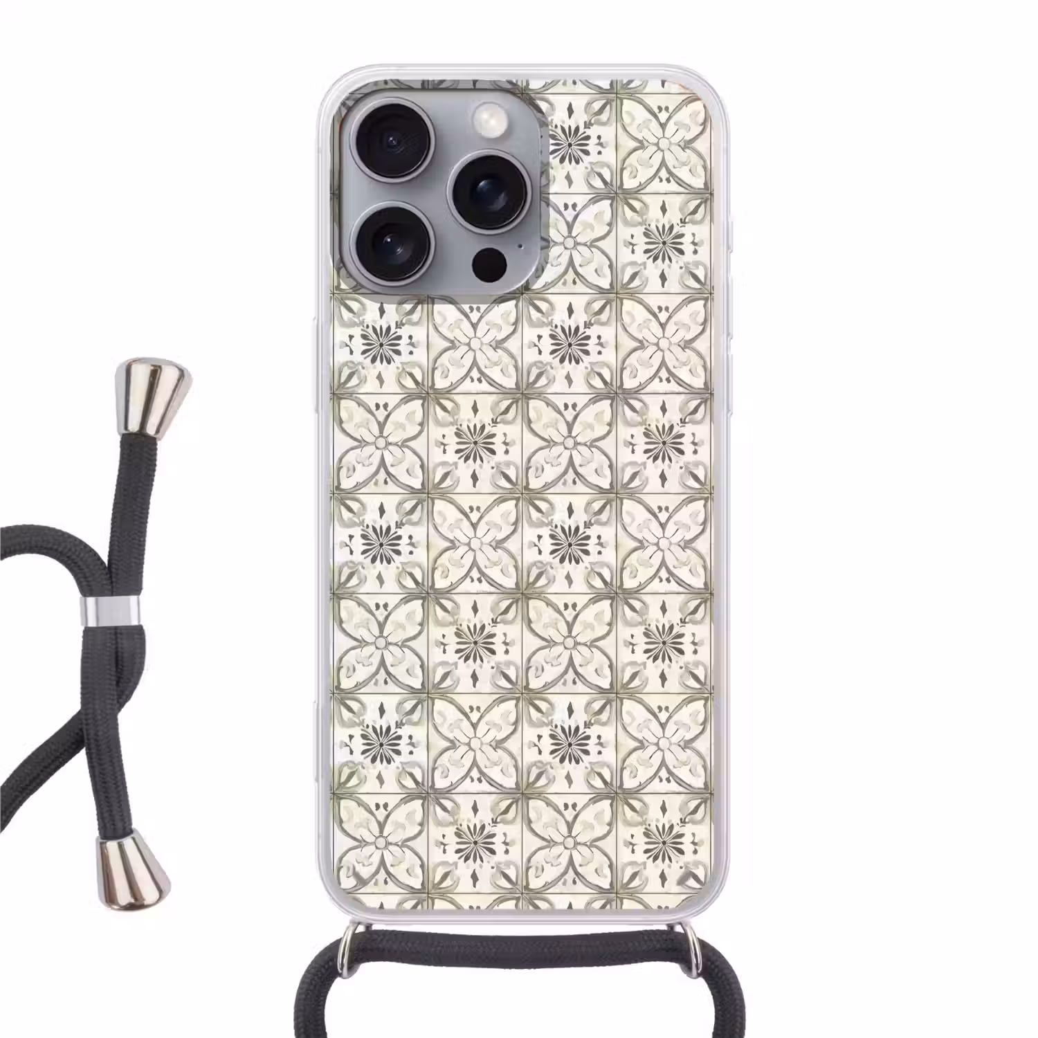 Antiek - Tegel - Beige Hoesje iPhone 16 Pro Max met koord klein 804 -3d