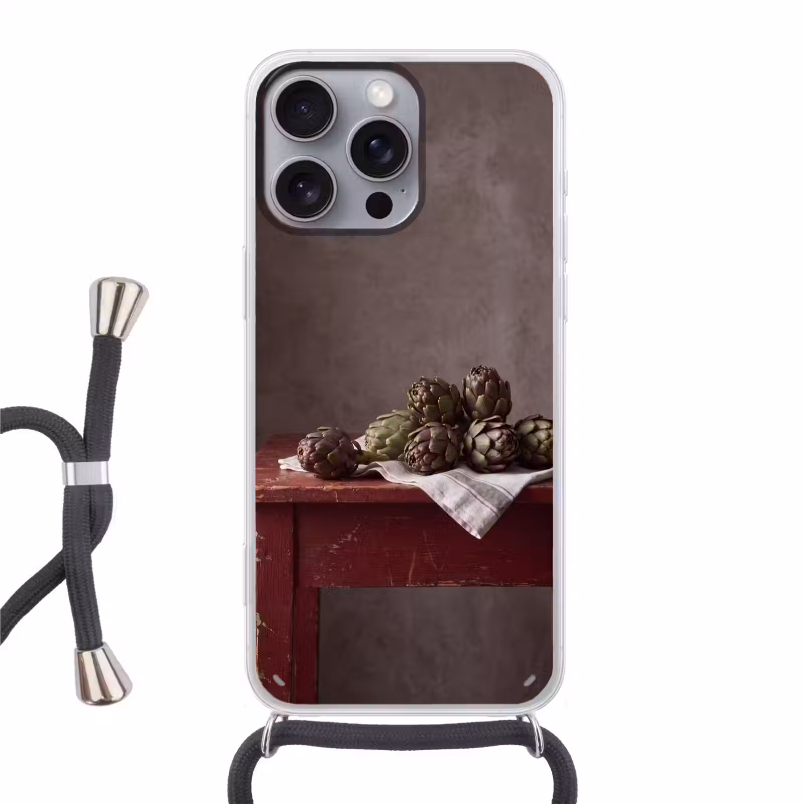 Handyhülle mit Band - Artischocke – Essen – Rustikal - Artisjok - Eten - Rustiek Hoesje iPhone 16 Pro Max met koord klein