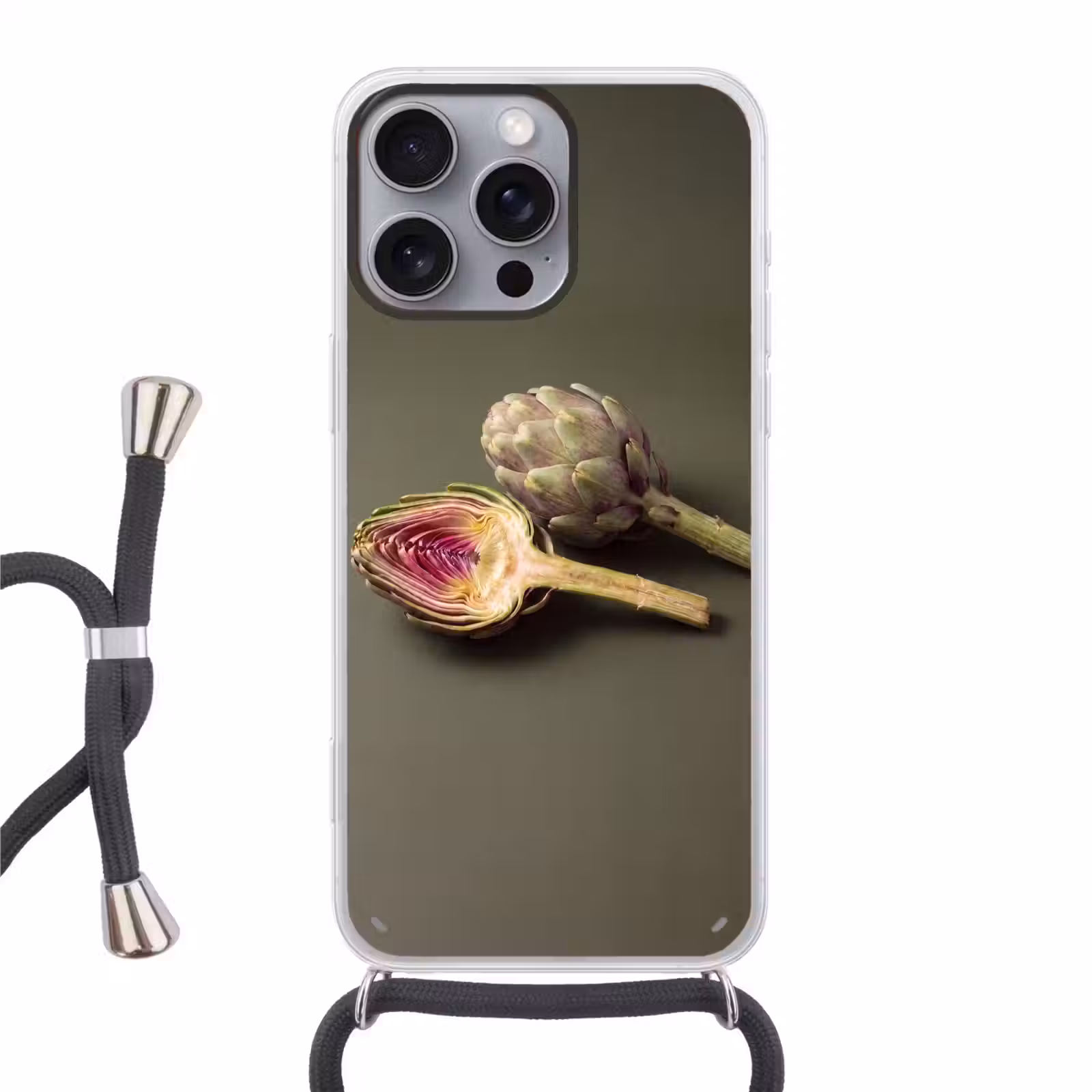 Handyhülle mit Band - Artischocke – Violett – Lebensmittel - Artisjok - Paars - Voedsel Hoesje iPhone 16 Pro Max met koord klein