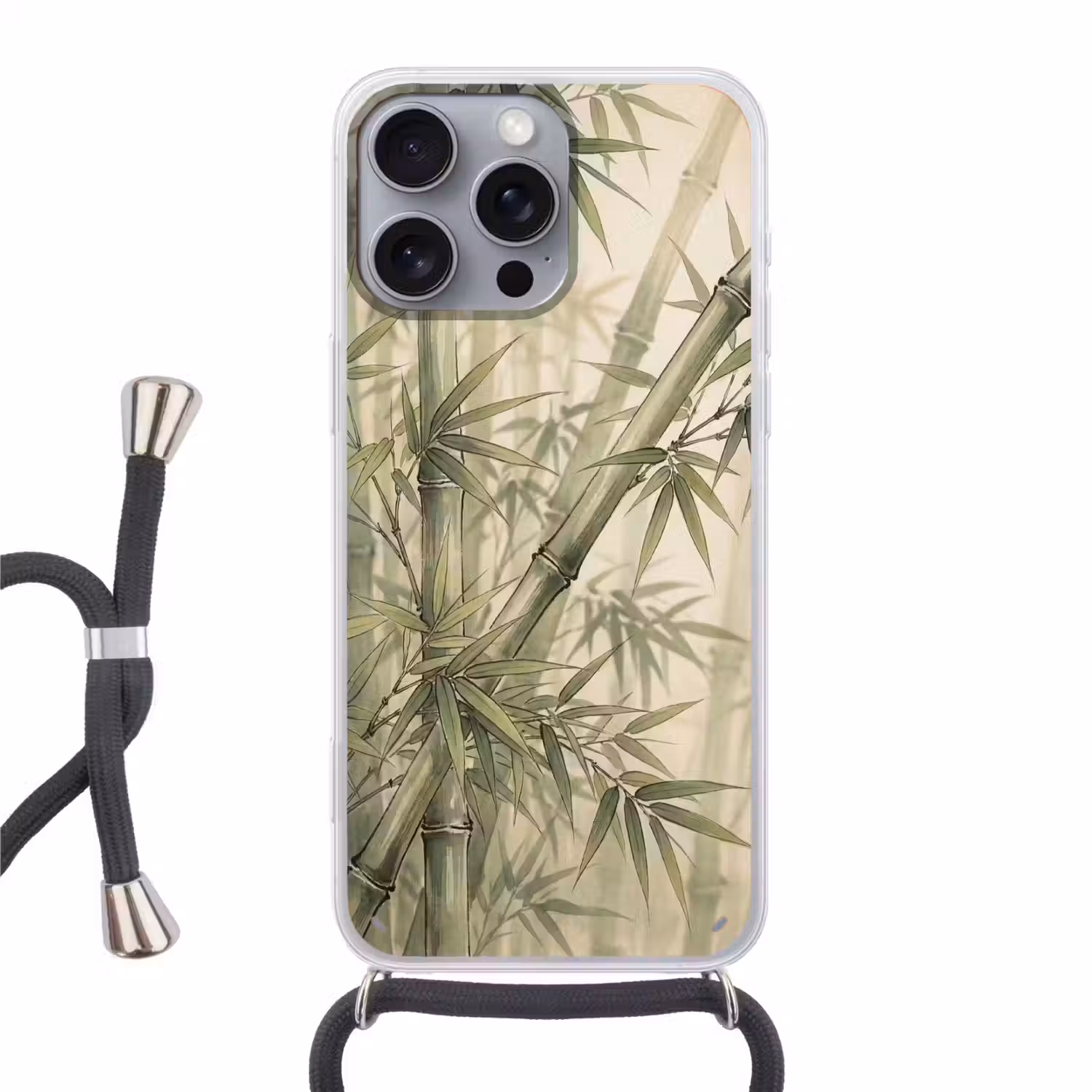 Bamboe - Bladeren - Aziatisch - Groen - Natuur Hoesje iPhone 16 Pro Max met koord klein -3d