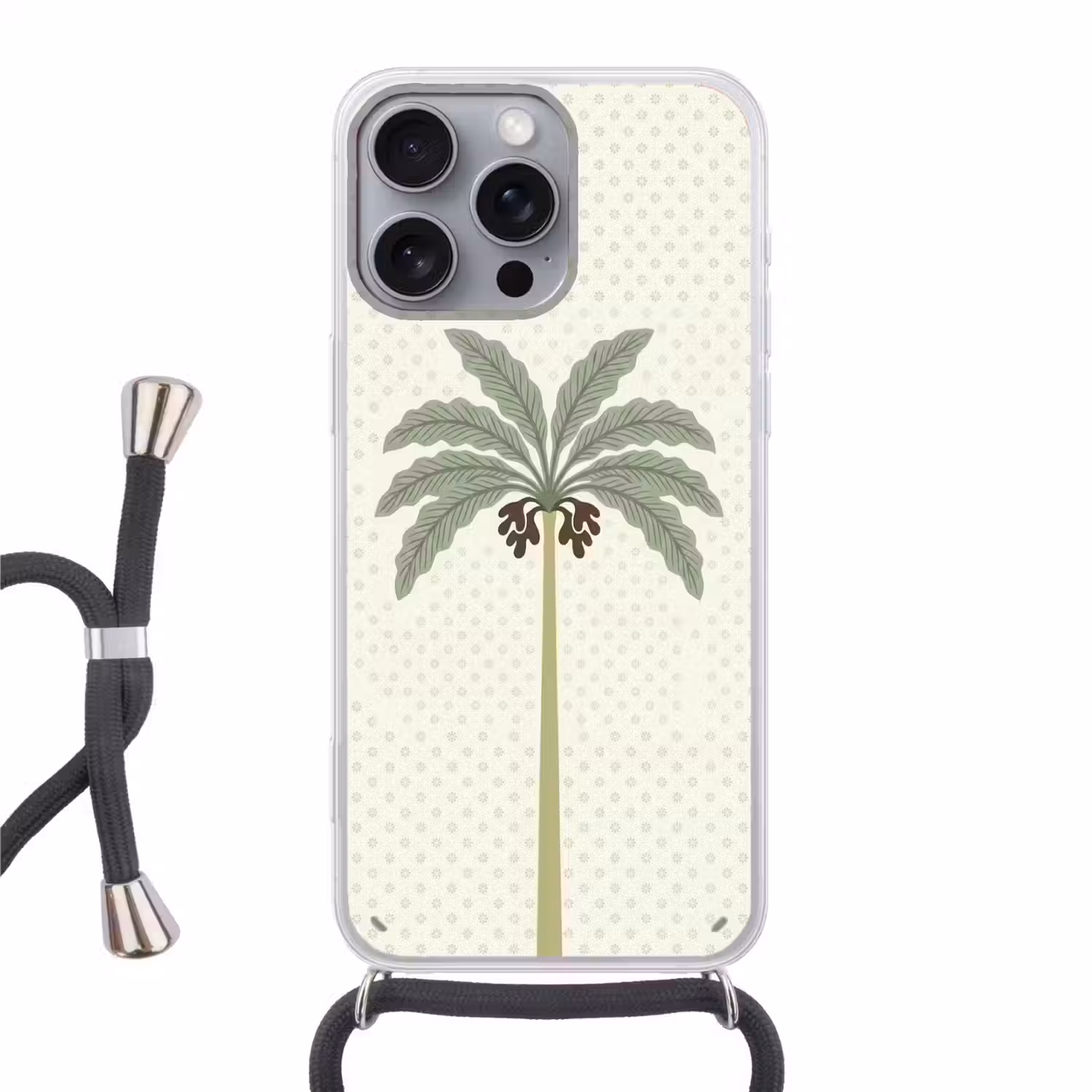 Boom - Bladeren - Groen - Decoratief - Beige Hoesje iPhone 16 Pro Max met koord klein -3d