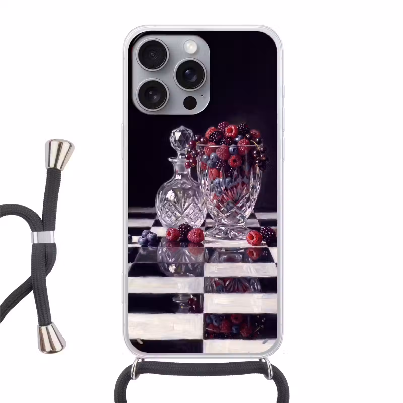 Handyhülle mit Band - Beeren – Kristall – Stillleben - Bessen - Kristal - Stilleven Hoesje iPhone 16 Pro Max met koord klein