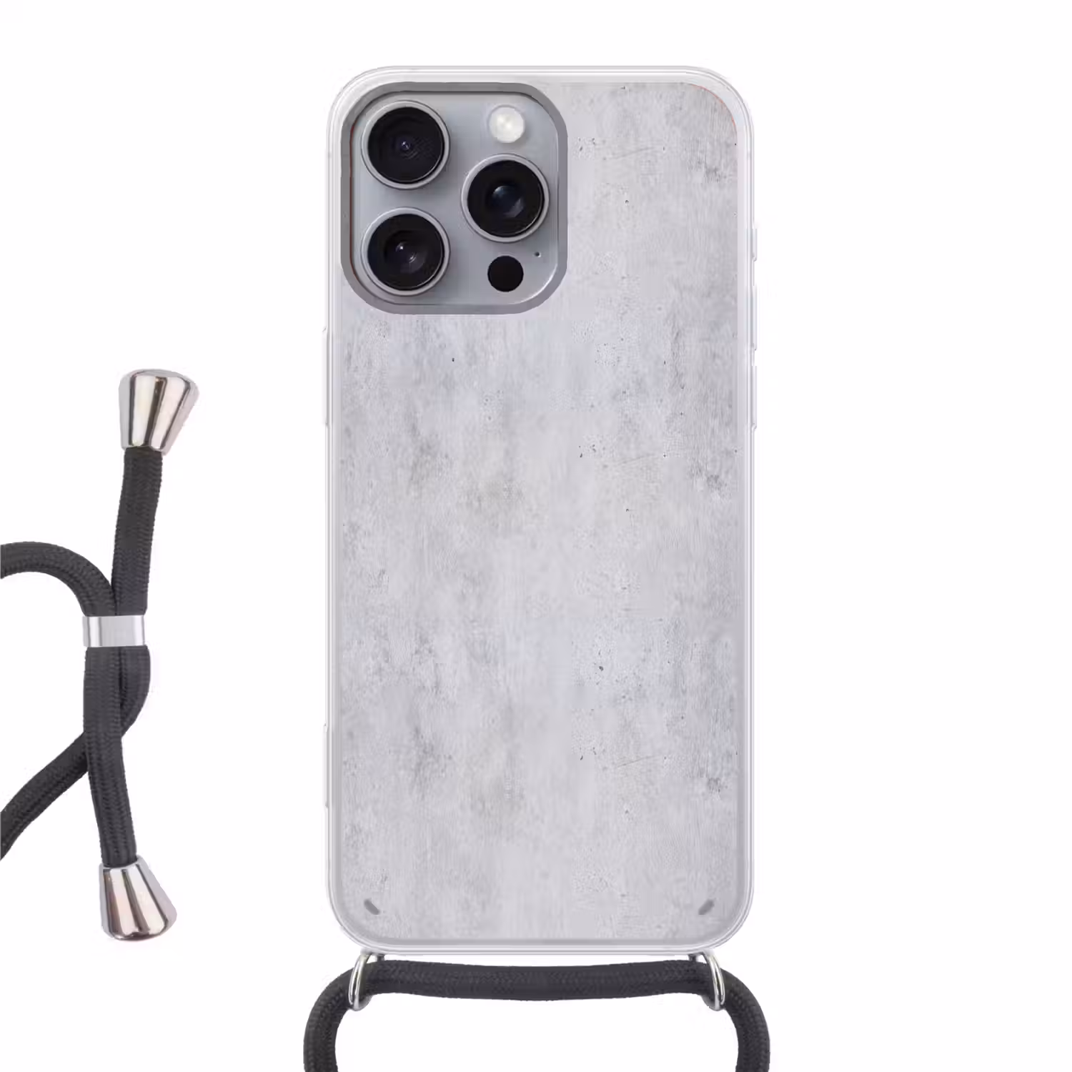 Beton - Textuur - Achtergrond - Grijs - Industrieel Hoesje iPhone 16 Pro Max met koord klein -3d
