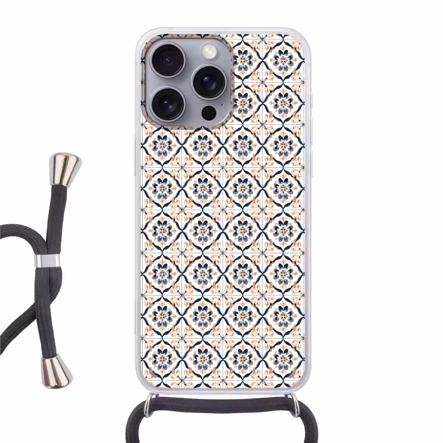 Bladvorm - Patroon - Kleurrijk Hoesje iPhone 16 Pro Max met koord klein 804 -3d