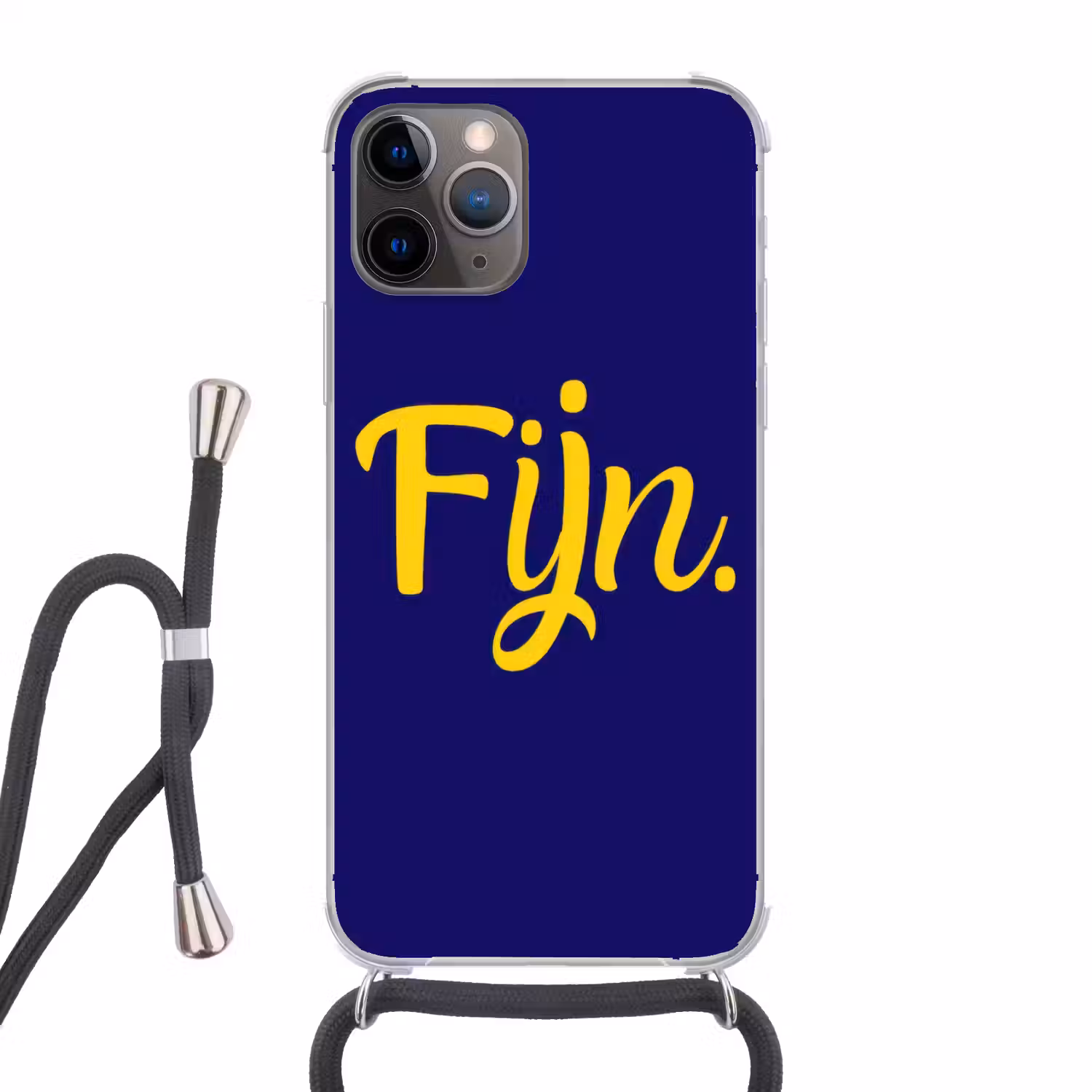 Blauw - Geel - Fijn Hoesje iPhone 12 Pro met koord klein -3d