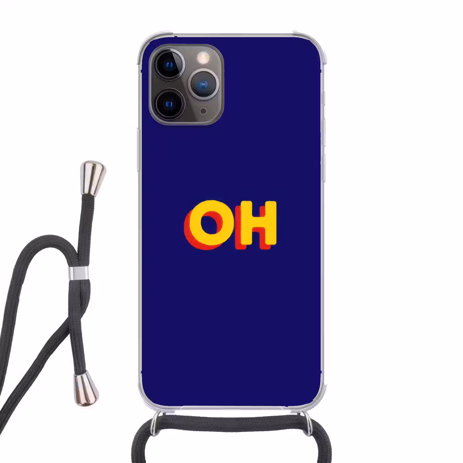 Blauw - Geel - OH - Schaduw Hoesje iPhone 12 Pro met koord klein -3d