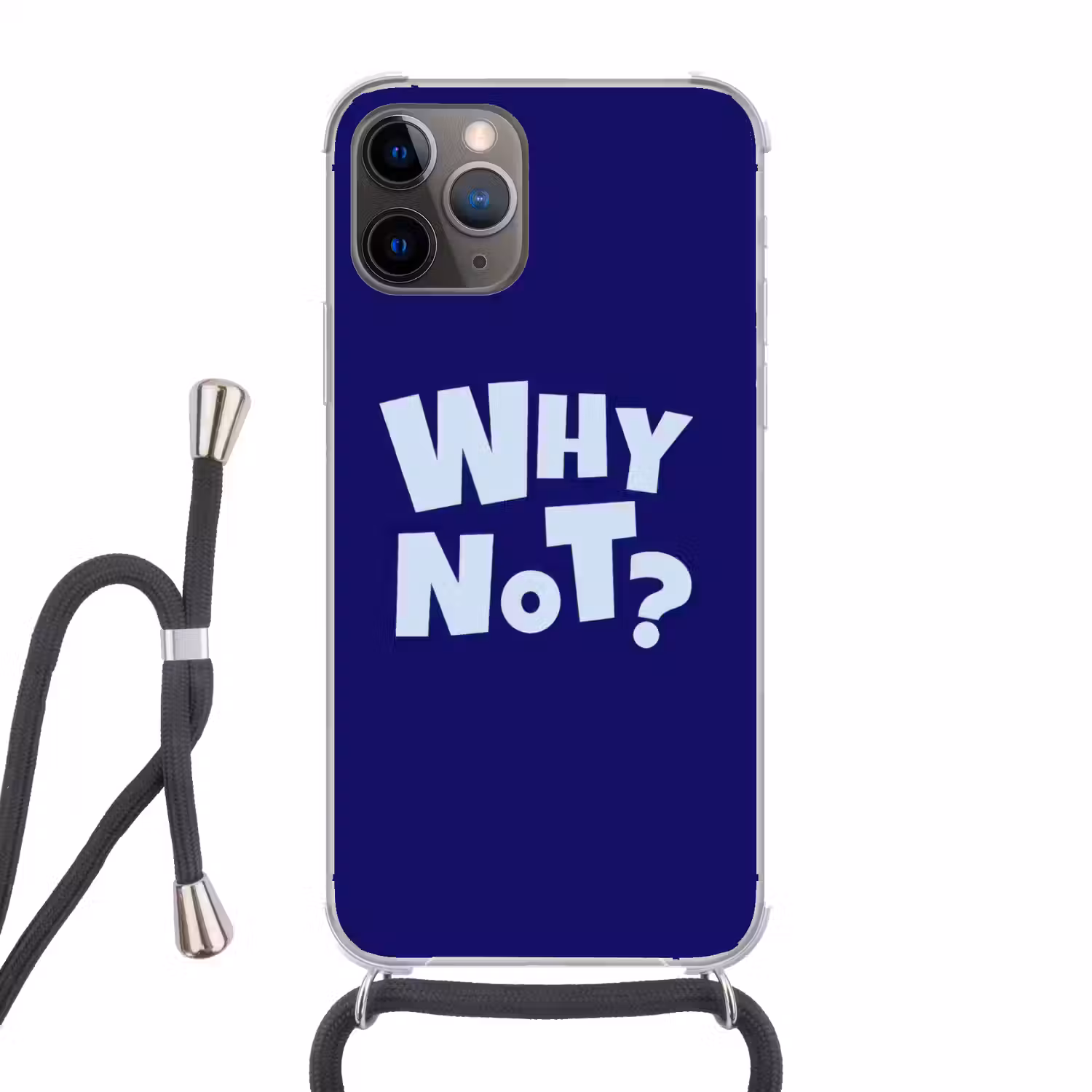 Blauw - Why not - Minimalistisch Hoesje iPhone 12 Pro met koord klein -3d