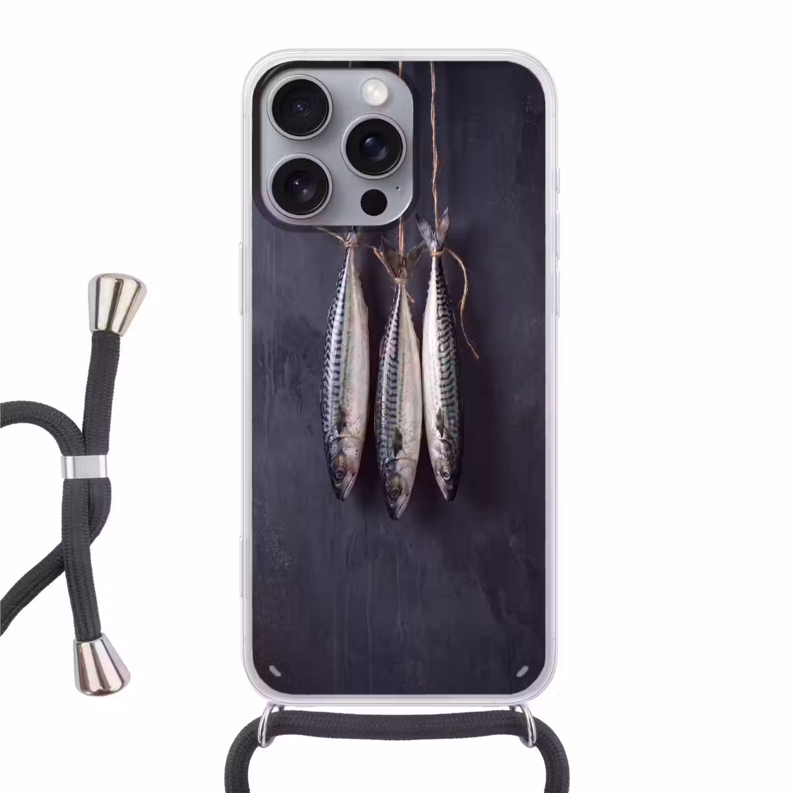 Handyhülle mit Band - Drei Fische – Seil - Drie vissen - Touw Hoesje iPhone 16 Pro Max met koord klein