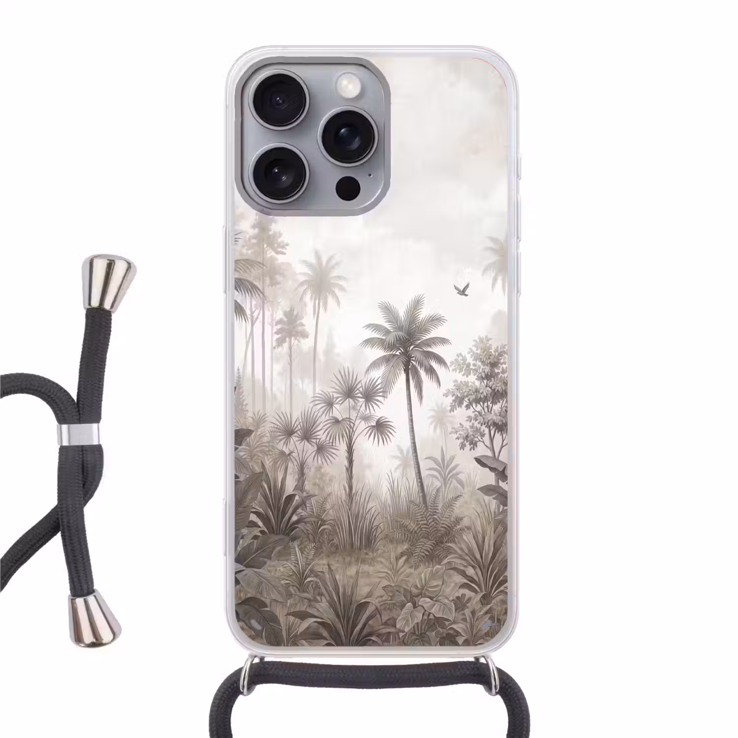 Jungle - Palmbomen - Natuur Hoesje iPhone 16 Pro Max met koord klein -3d