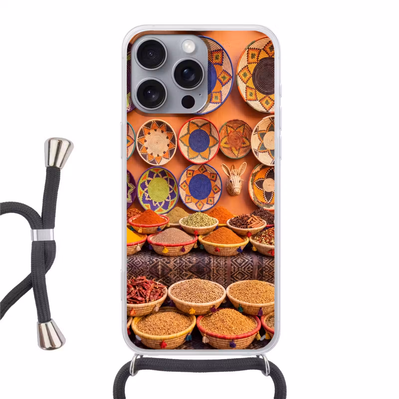 Handyhülle mit Band - Essen – Farbenfroh – Kultur - Eten - Kleurrijk - Cultuur Hoesje iPhone 16 Pro Max met koord klein