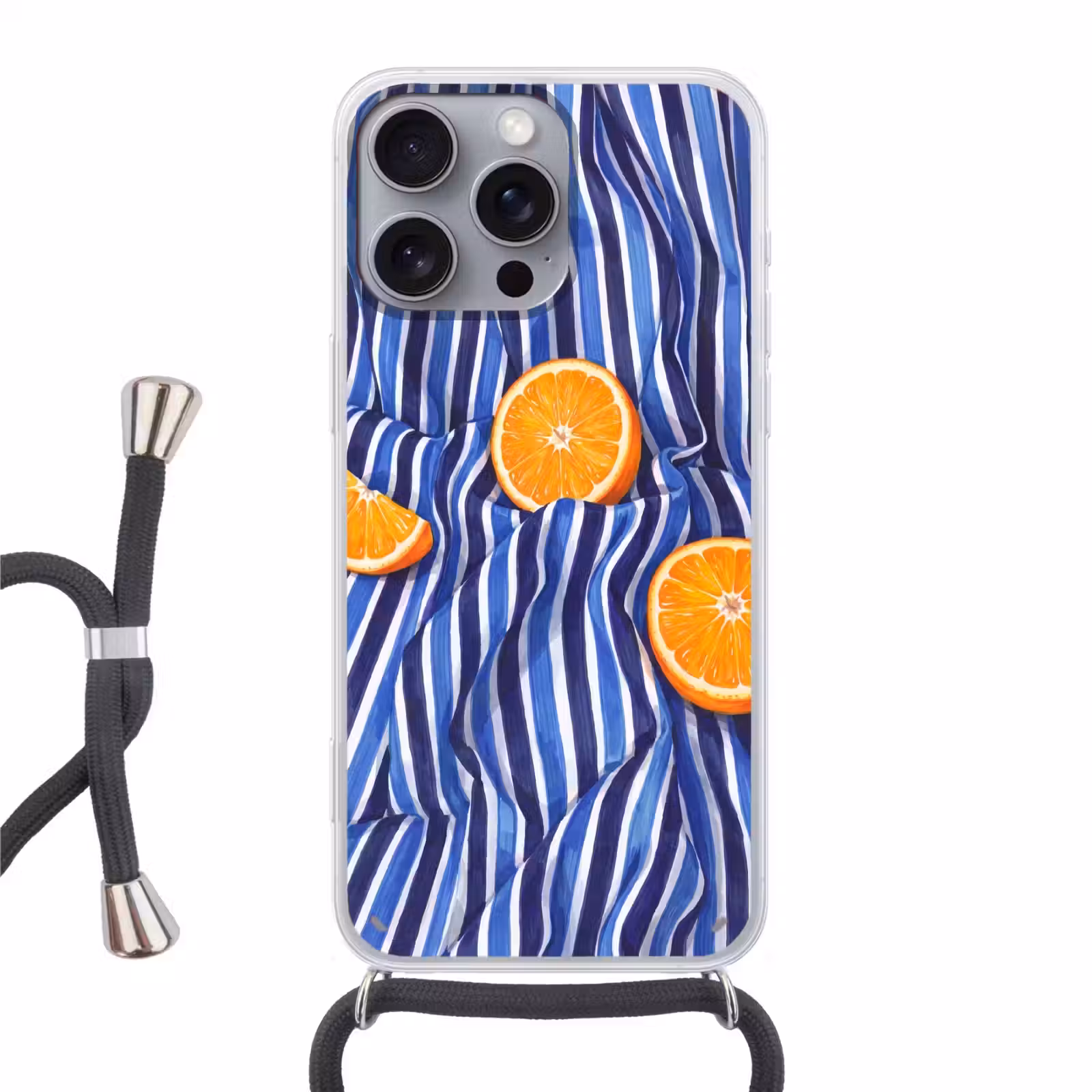 Handyhülle mit Band - Essen – Obst – Orange - Eten - Fruit - Oranje Hoesje iPhone 16 Pro Max met koord klein