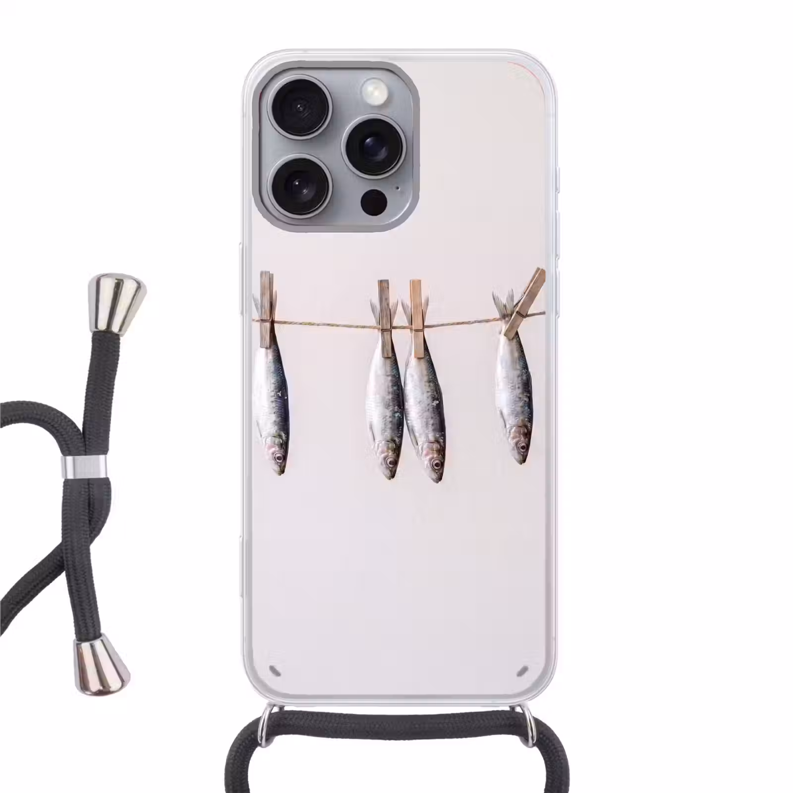 Handyhülle mit Band - Fisch – Hängend – Essen - Vis - Hangend - Eten Hoesje iPhone 16 Pro Max met koord klein
